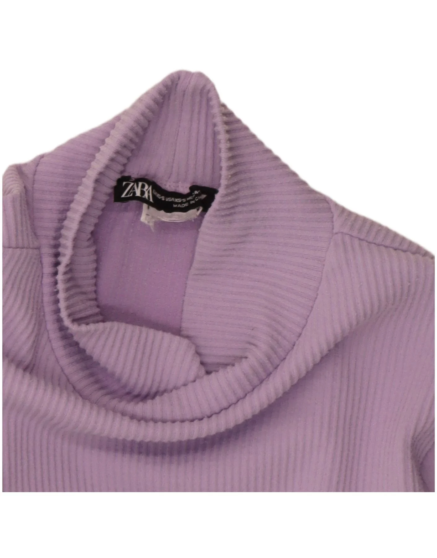Zara Womens Crop Top Long Sleeve UK 10 Small Purple - Image 3