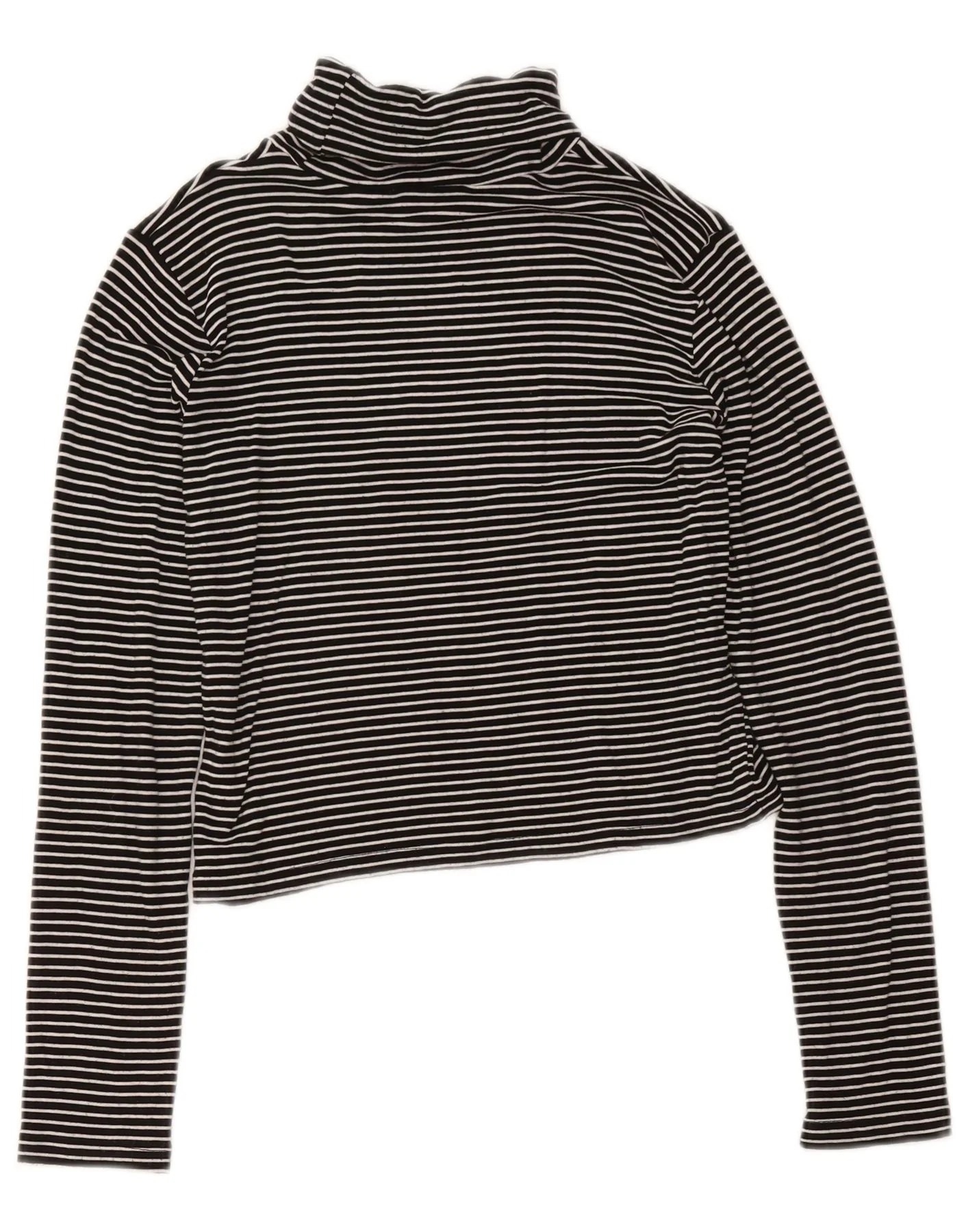 Zara Womens Crop Top Long Sleeve UK 14 Large Black Striped Viscose - Image 2