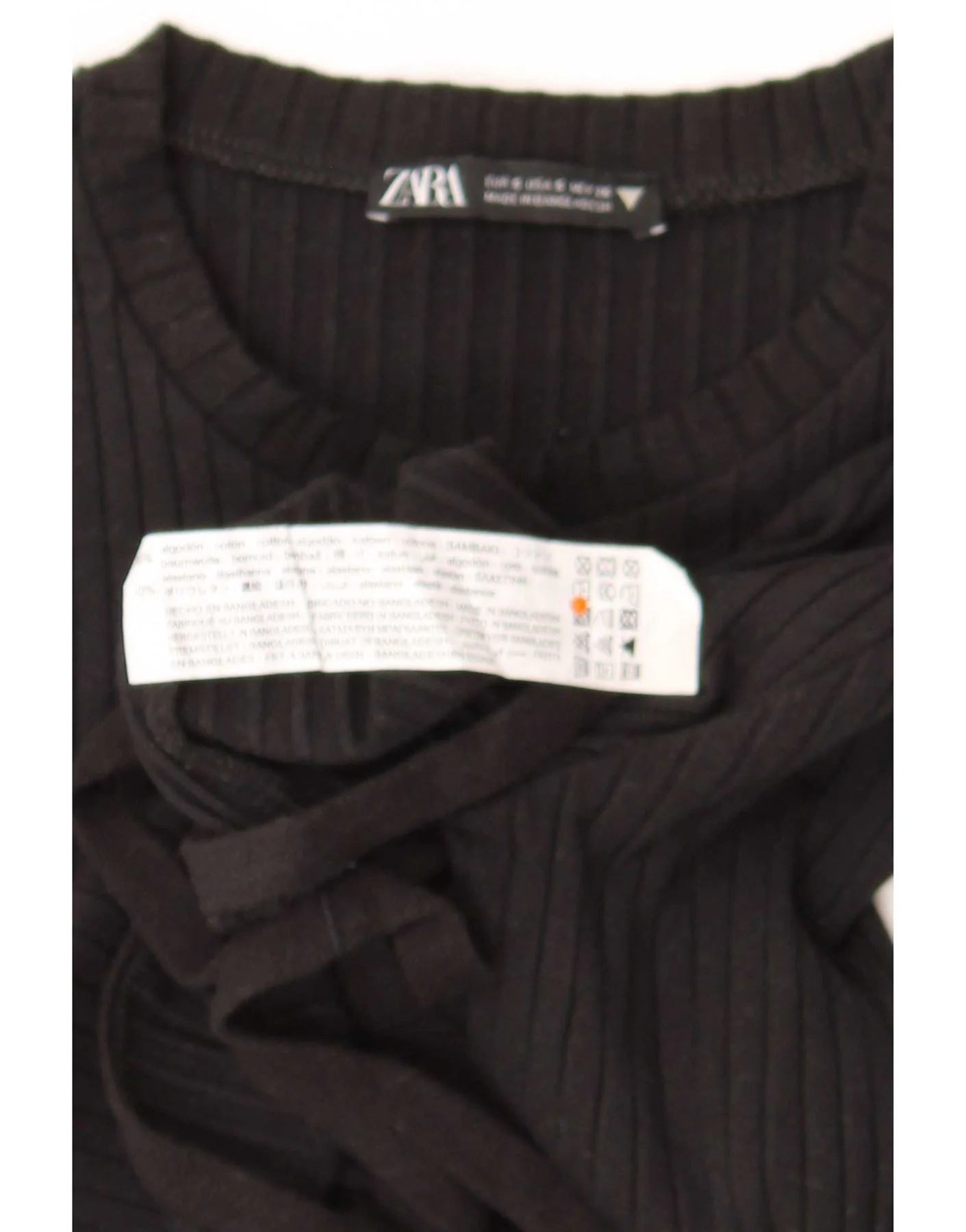 Zara Womens Crop Top Long Sleeve UK 8 Small Black Cotton - Image 3