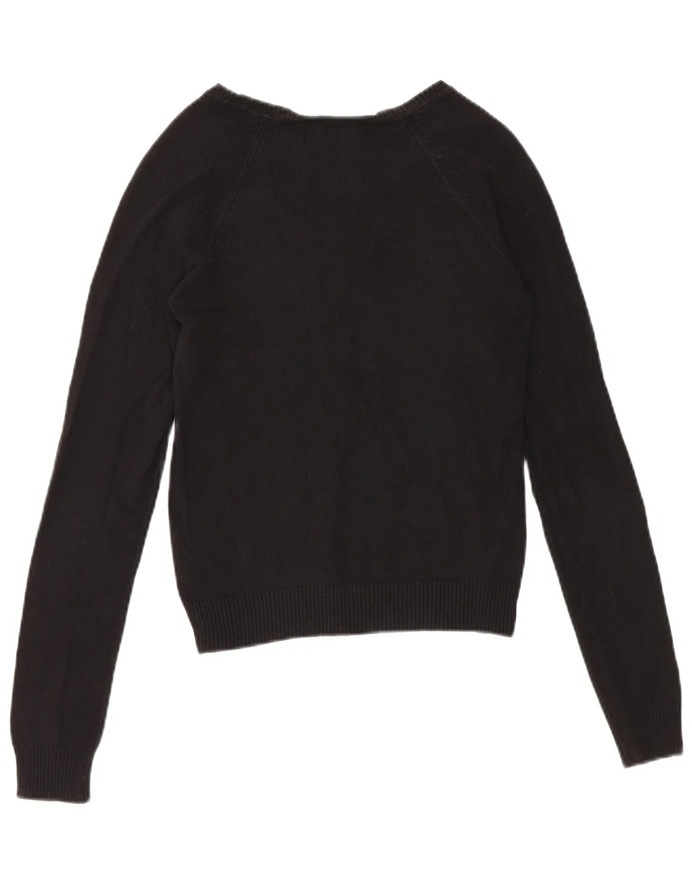 Zara Womens Crop V-Neck Jumper Sweater UK 8 Small Black Cotton - Image 2