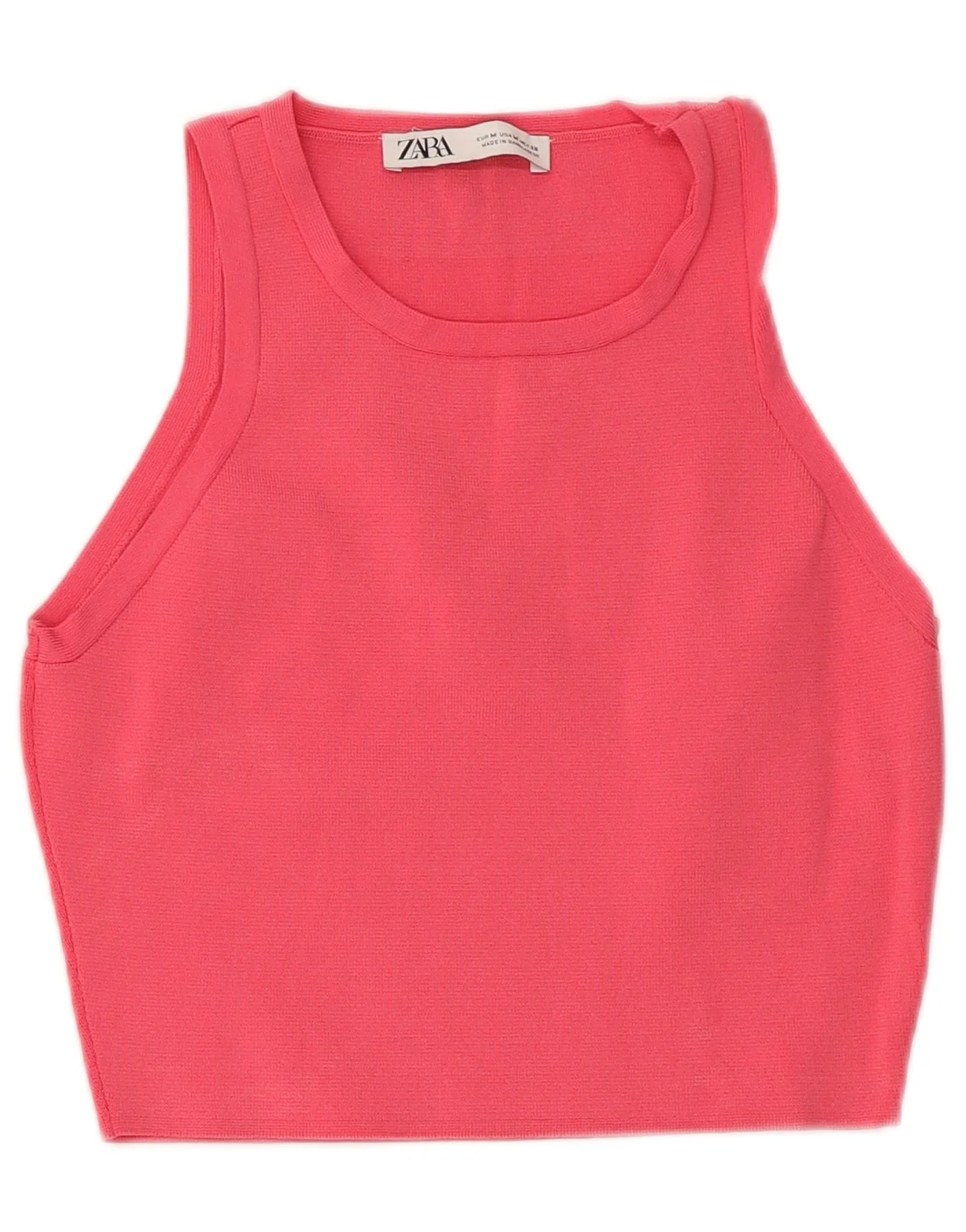 Zara Womens Crop Vest Top UK 12 Medium Pink Viscose
