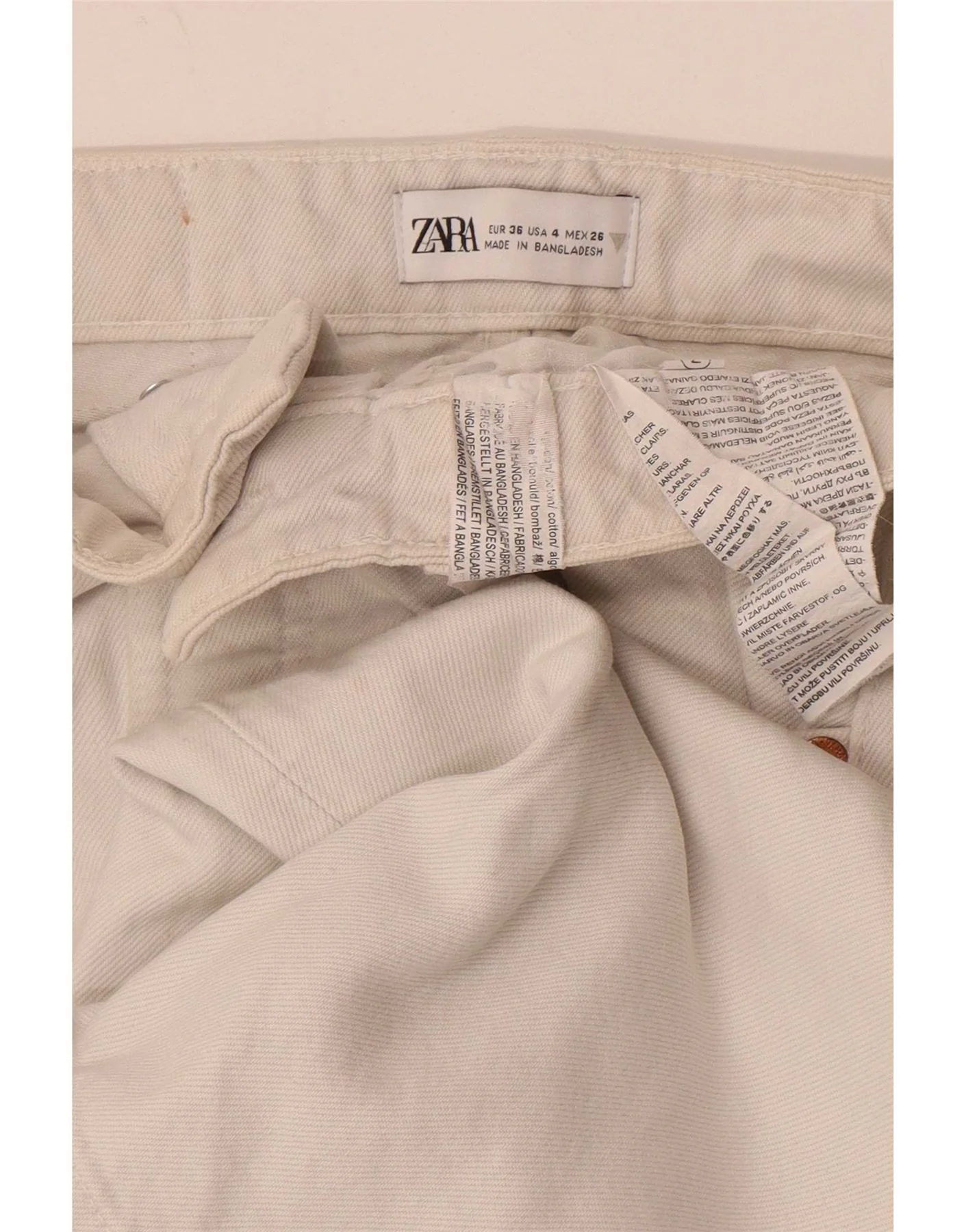 Zara Womens Crop Wide Leg Jeans EU 36 XS W26 L24 White Cotton - Image 5