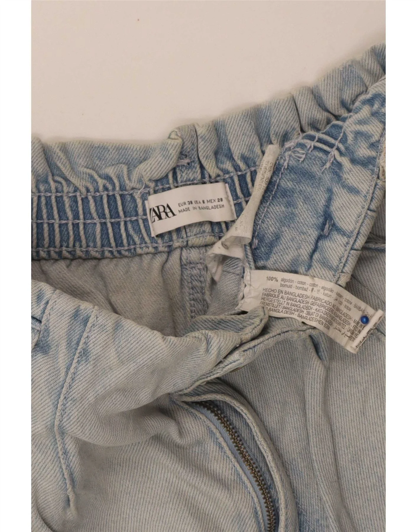 Zara Womens Denim Shorts EU 38 Small W28 Blue Cotton - Image 3