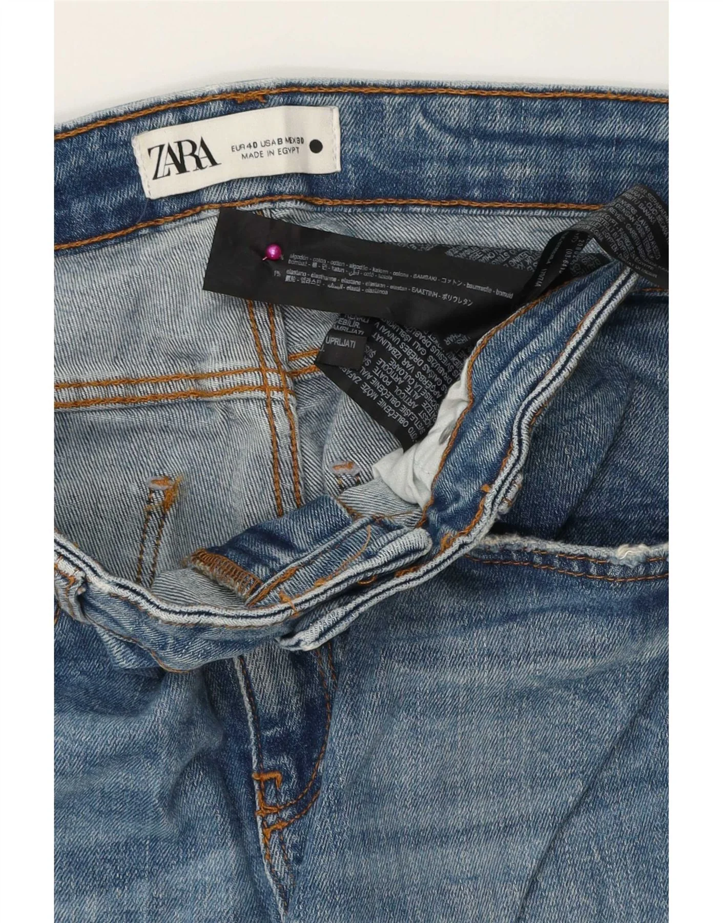 Zara Womens Distressed Skinny Jeans EU 40 Medium W30 L28 Blue Cotton - Image 3