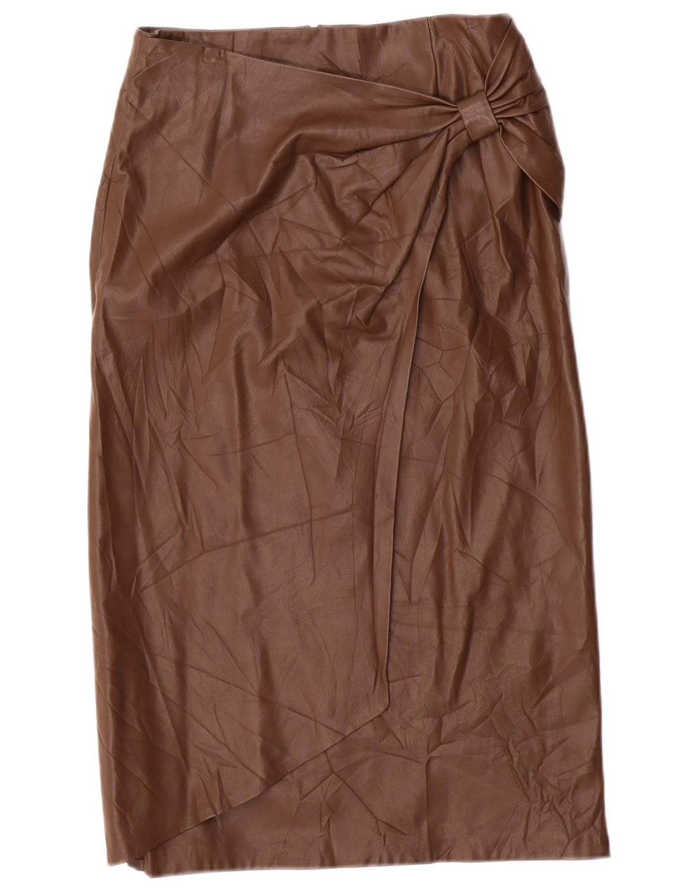 Zara Womens Faux Leather Skirt Medium W28 Brown Polyurethane
