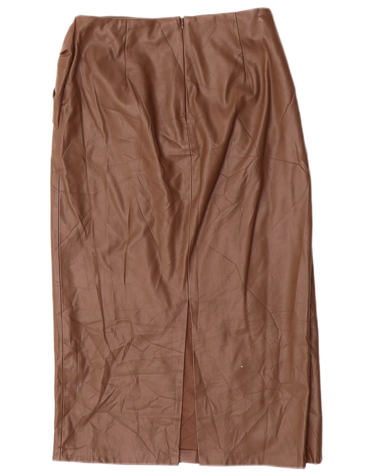 Zara Womens Faux Leather Skirt Medium W28 Brown Polyurethane - Image 2