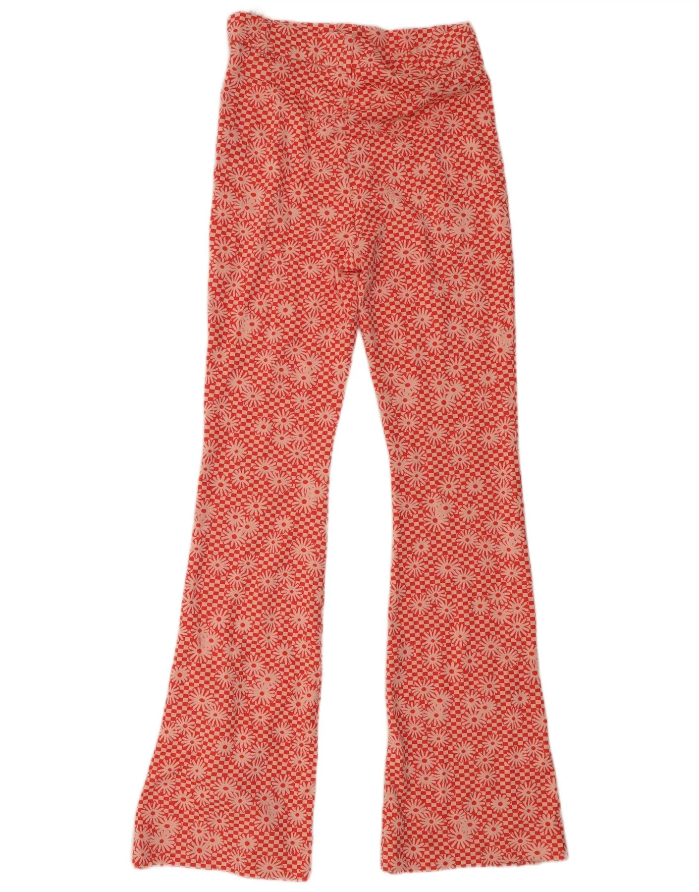 Zara Womens Flare Casual Trousers Medium W28 L33 Orange Floral Polyester - Image 2