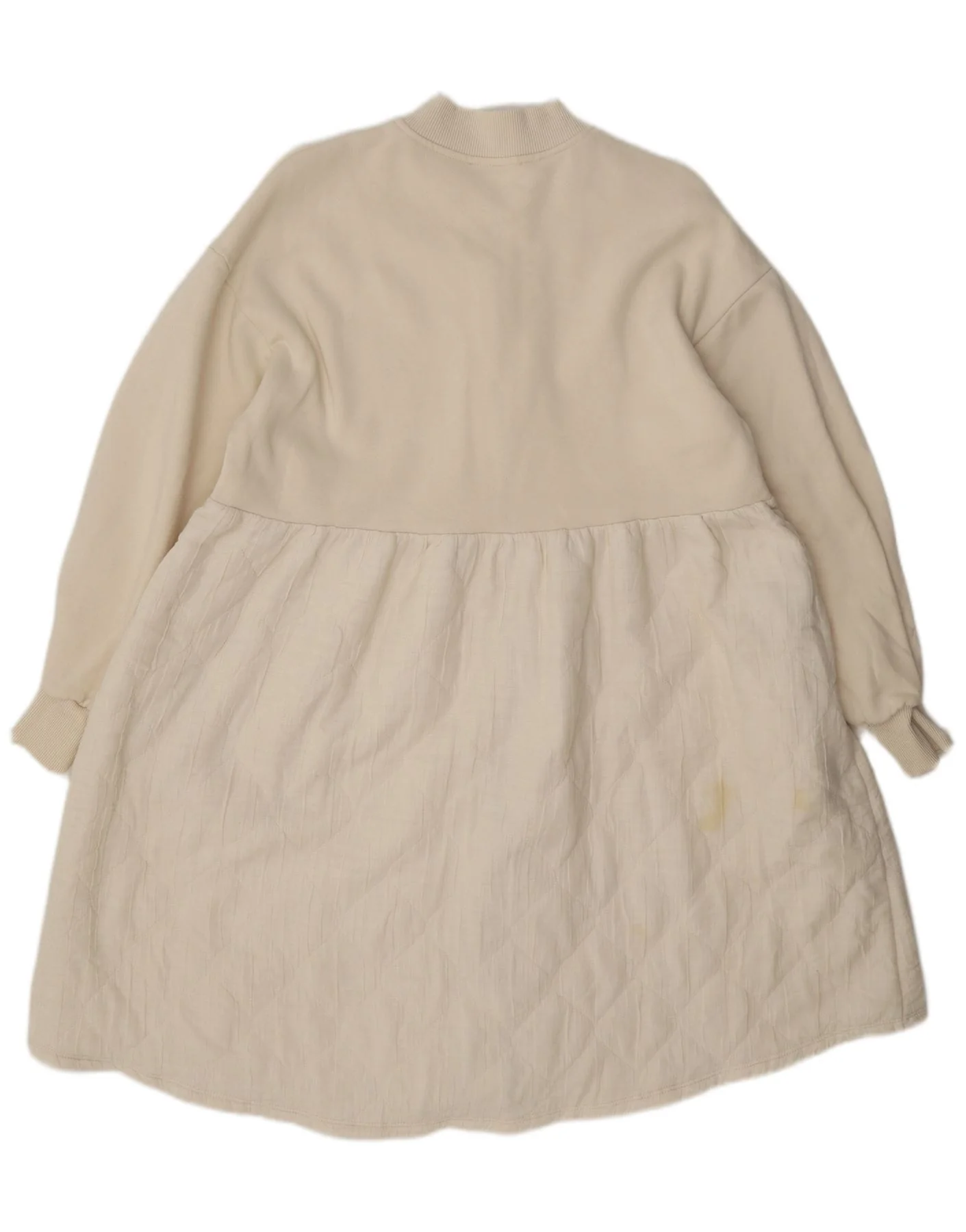 Zara Womens Full Zip Dress UK 14 Medium Off White Cotton - Image 2
