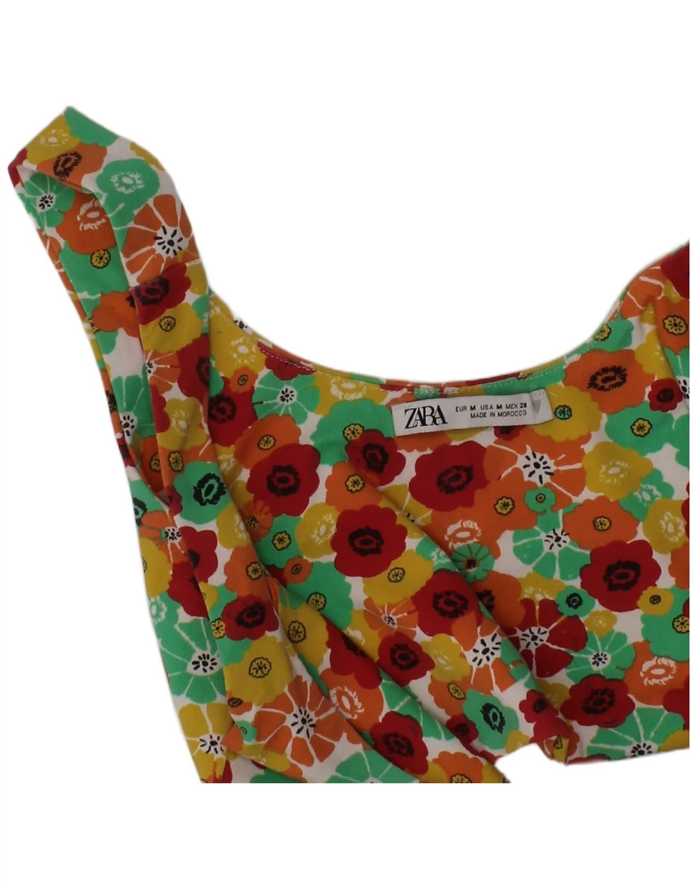 ZARA Womens Graphic Crop Top UK 12 Medium Multicoloured Floral Colourful - Image 3