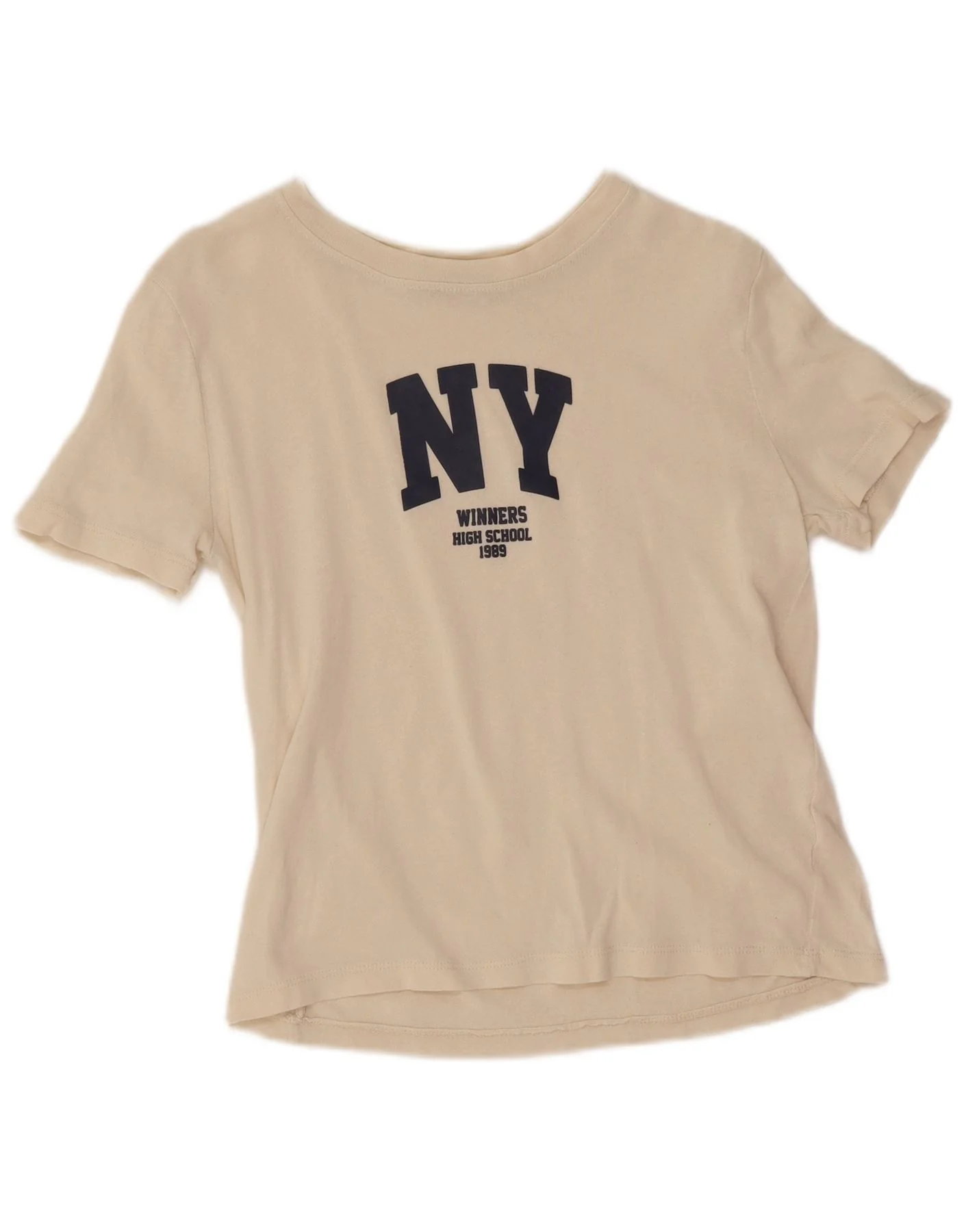 Zara Womens Graphic T-Shirt Top UK 12 Medium White