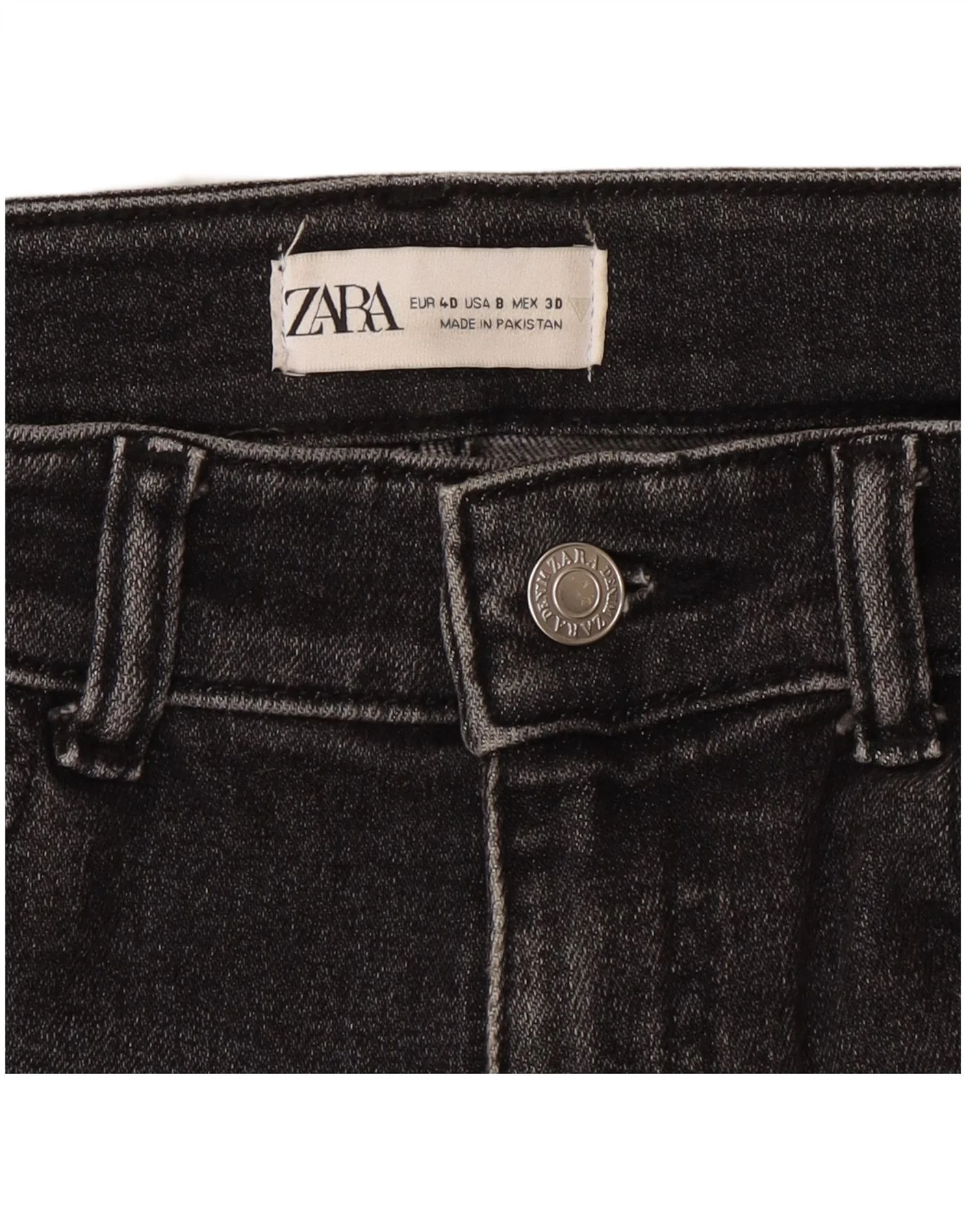 Zara Womens High Rise Skinny Jeans EU 40 Medium W30 L28 Grey - Image 3