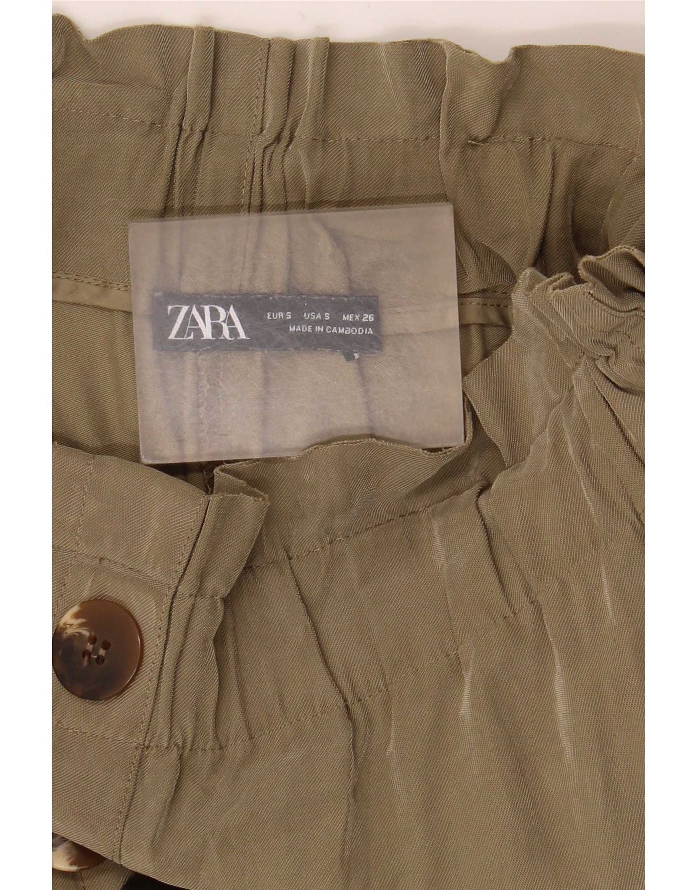 Zara Womens High Waist Casual Trousers Small W26 L28 Khaki - Image 5