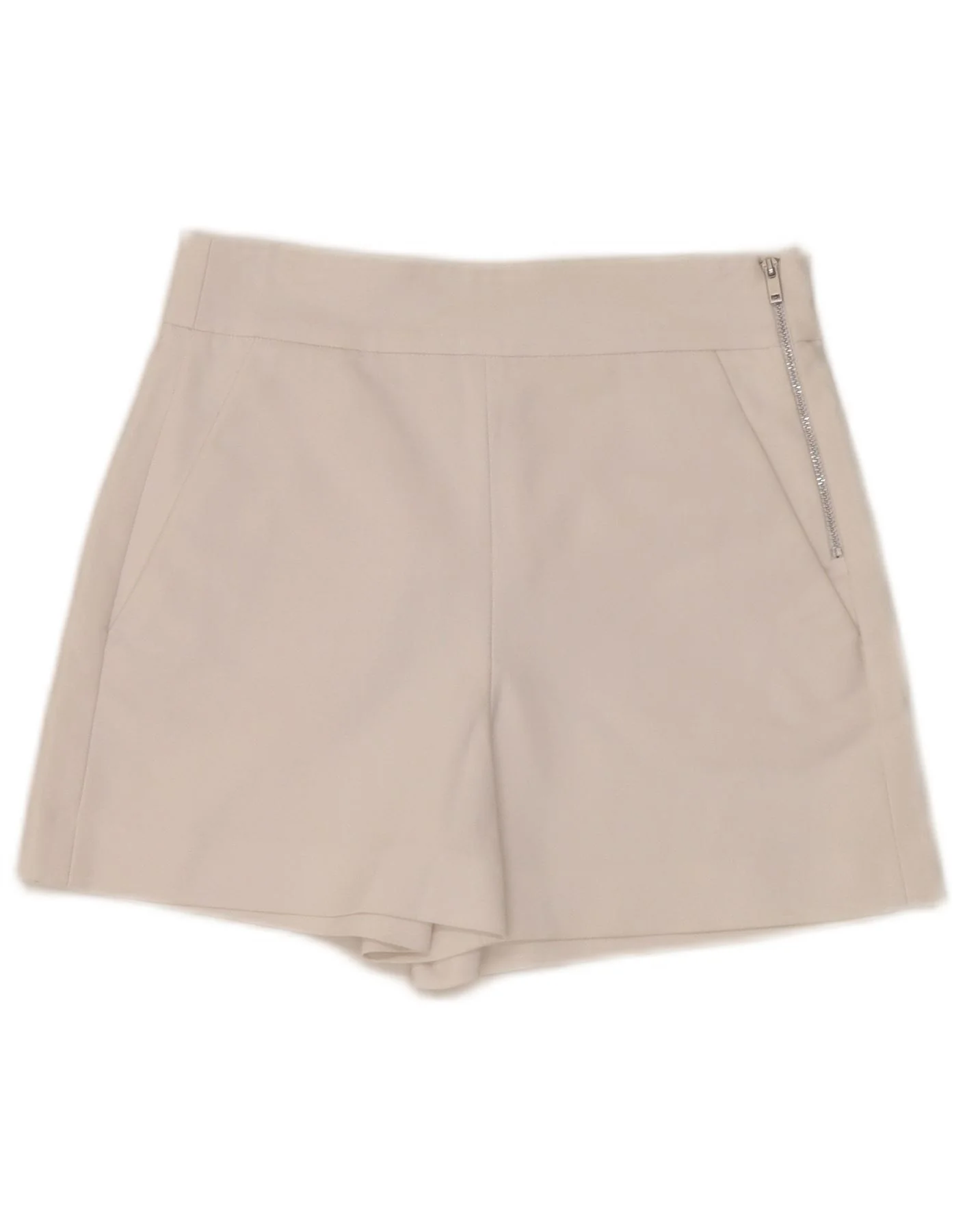 Zara Womens High Waist Chino Shorts XS W24 White
