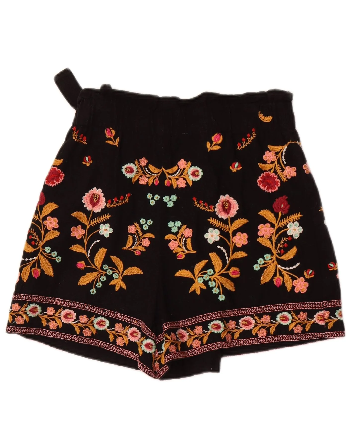 Zara Womens High Waist Hot Pants XS W24 Black Floral - Image 2