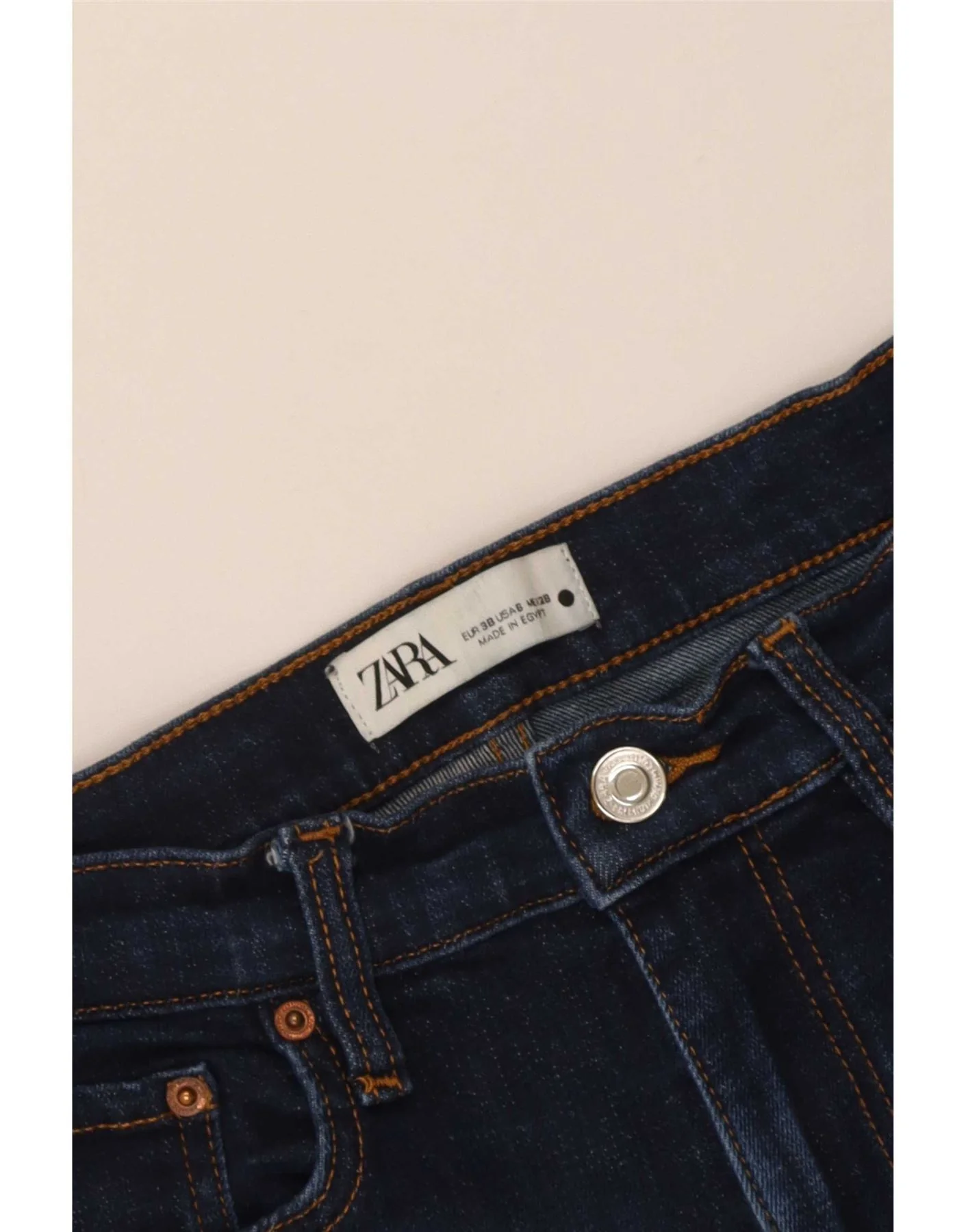 Zara Womens High Waist Loose Jeans EU 38 Small W28 L31 Navy Blue - Image 3