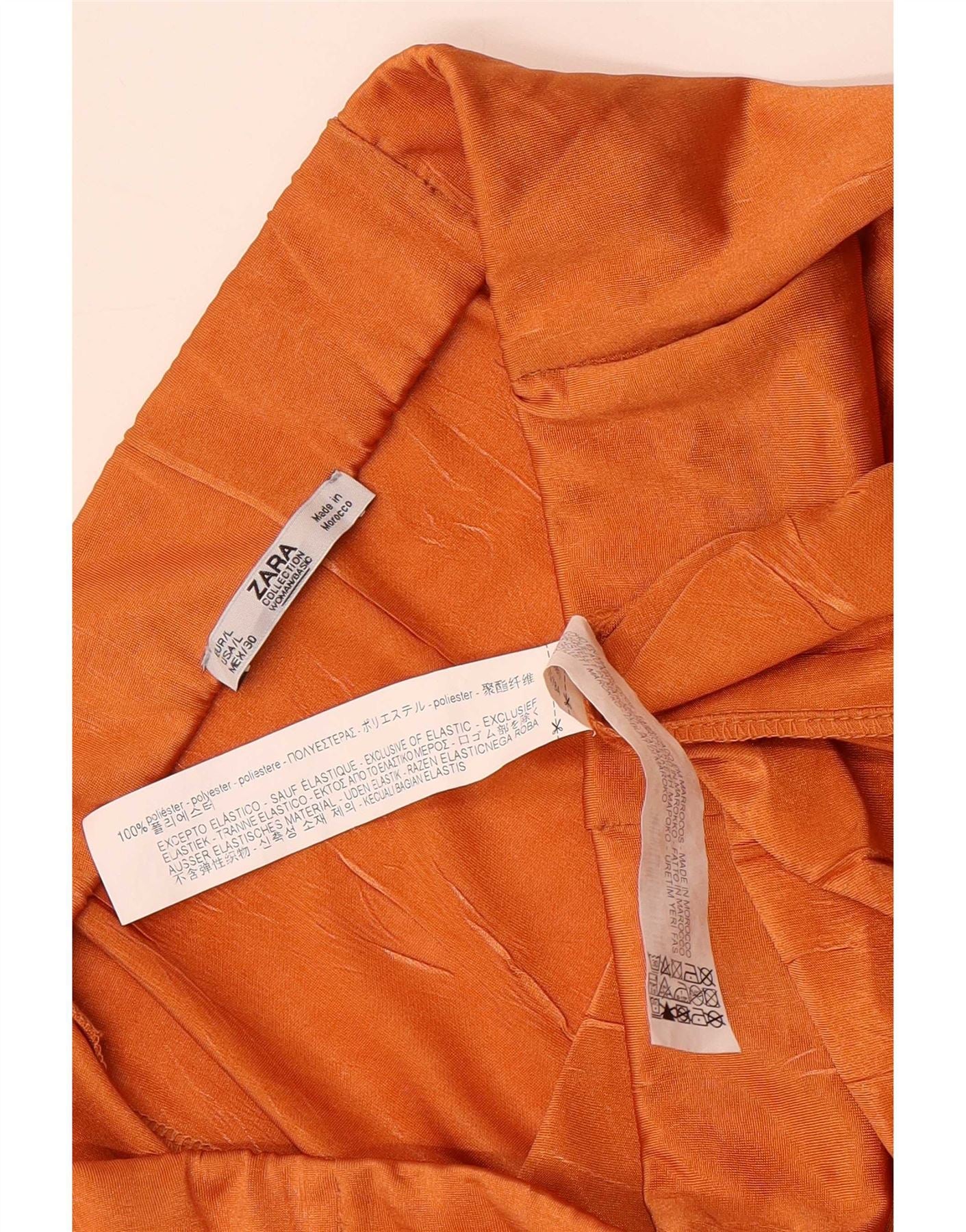 Zara Womens High Waist Maxi Skirt Large W30 Orange Polyester - Image 3