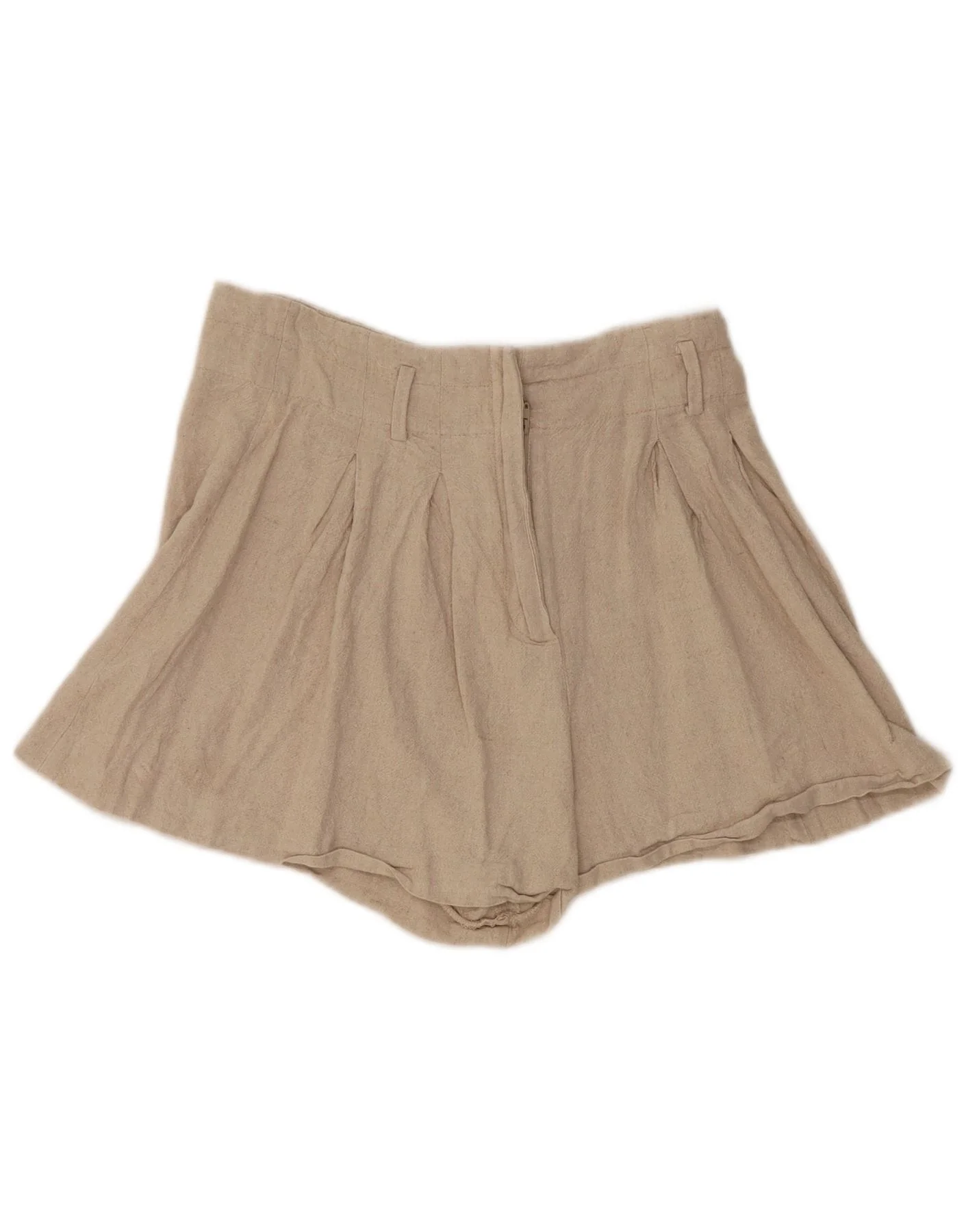 Zara Womens High Waist Pegged Hot Pants Small W26 Beige Linen