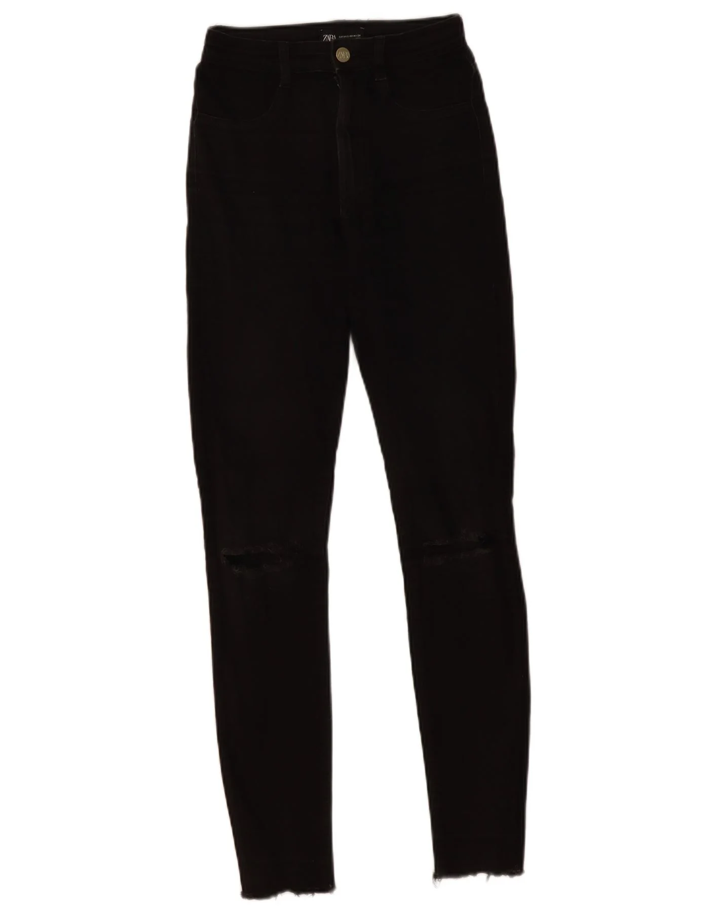 Zara Womens High Waist Skinny Jeans EU 34 2XS W24 L29 Black