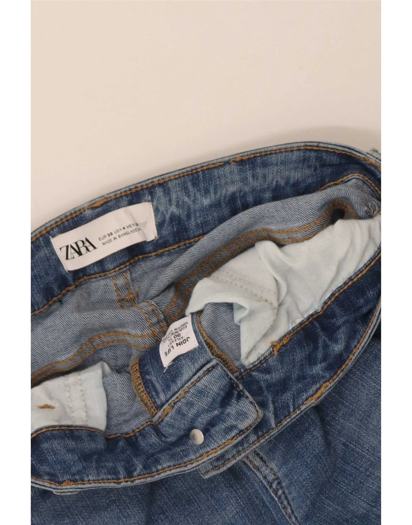 Zara Womens High Waist Skinny Jeans EU 36 XS W26 L29 Blue Cotton - Image 3