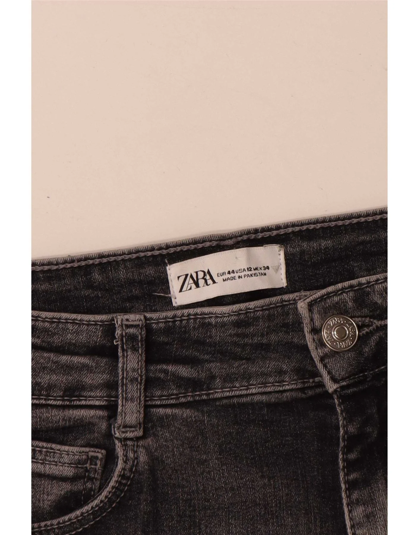 Zara Womens High Waist Skinny Jeans EU 44 XL W34 L29 Grey Cotton - Image 3