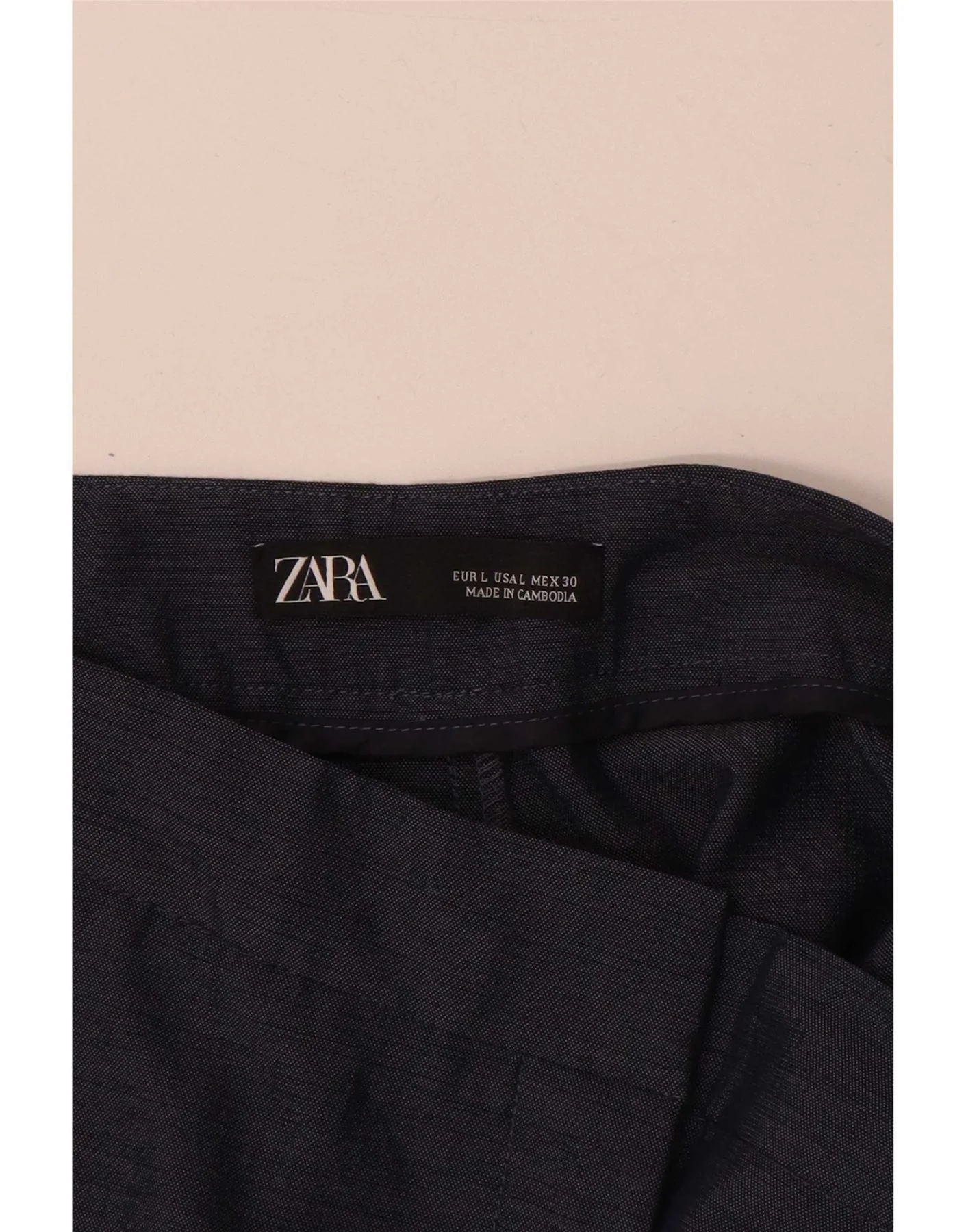 Zara Womens High Waist Straight Suit Trousers Large W30 L29 Navy Blue - Image 3