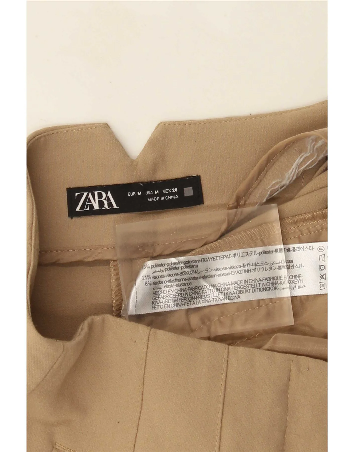 Zara Womens High Waist Tapered Suit Trousers Medium W28 L27 Brown Polyester - Image 4