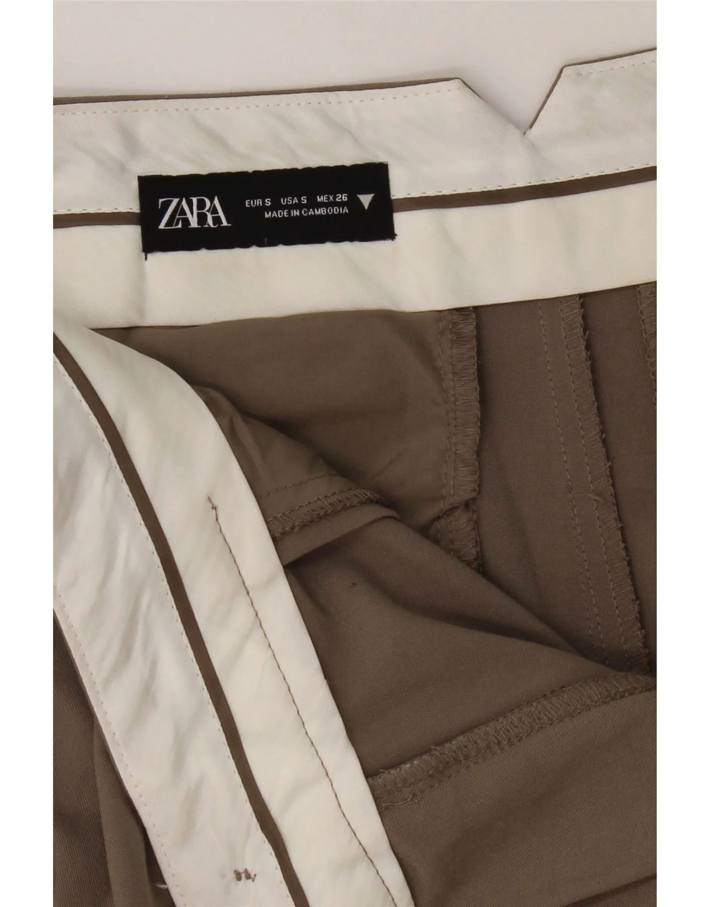 Zara Womens High Waist Wide Leg Casual Trousers Small W27 L29 Beige - Image 3