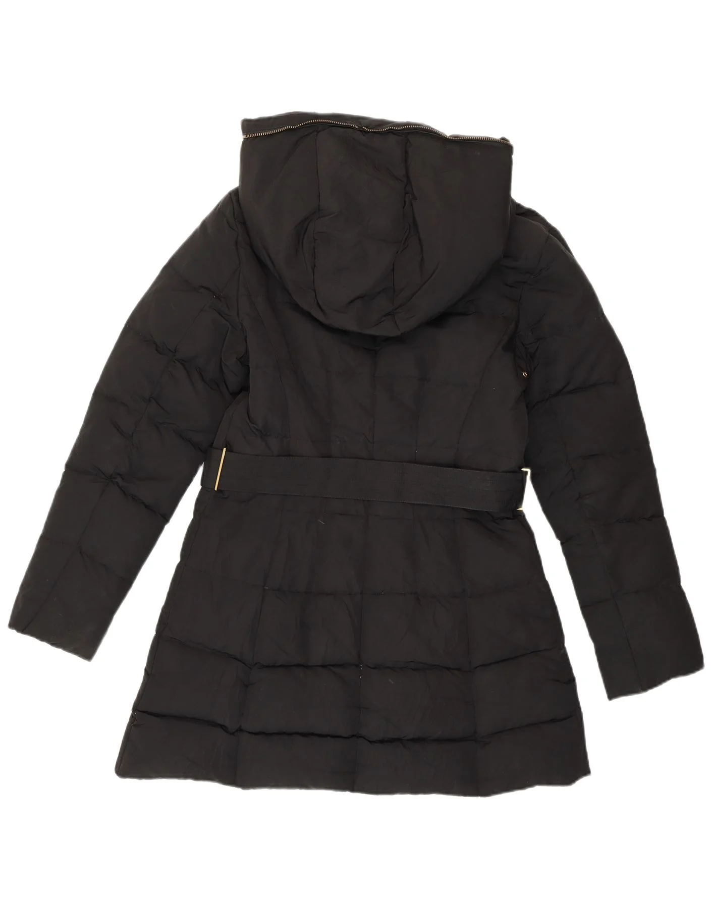 Zara Womens Hooded Padded Jacket UK 16 Large Black Polyester - Image 2