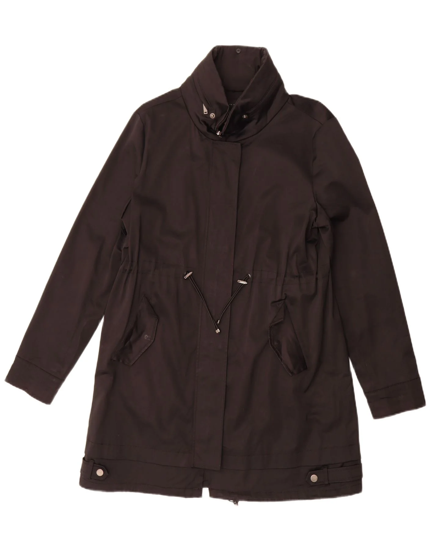 Zara Womens Hooded Parka Jacket UK 14 Medium Black