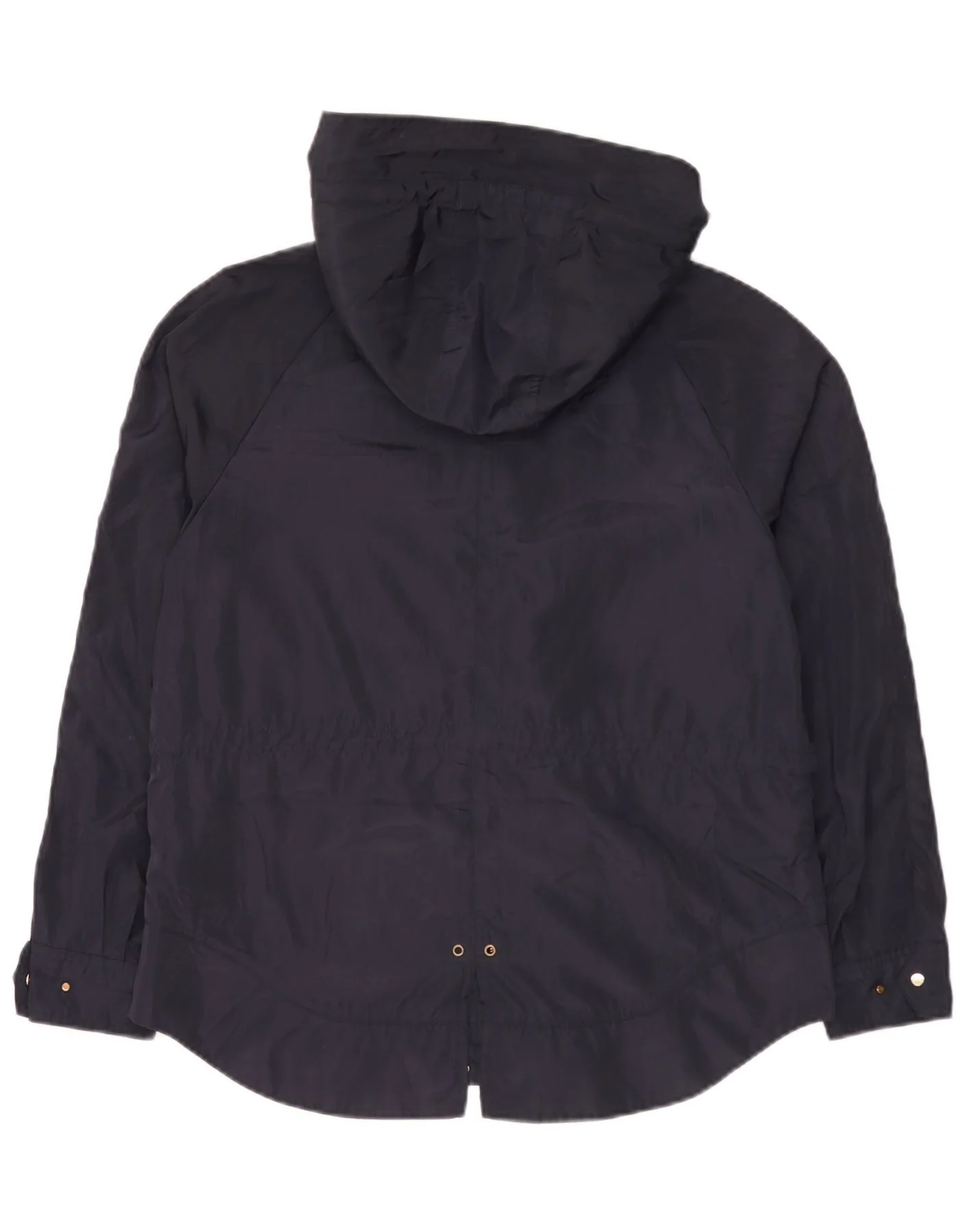 Zara Womens Hooded Rain Jacket UK 14 Medium Navy Blue Polyester - Image 2