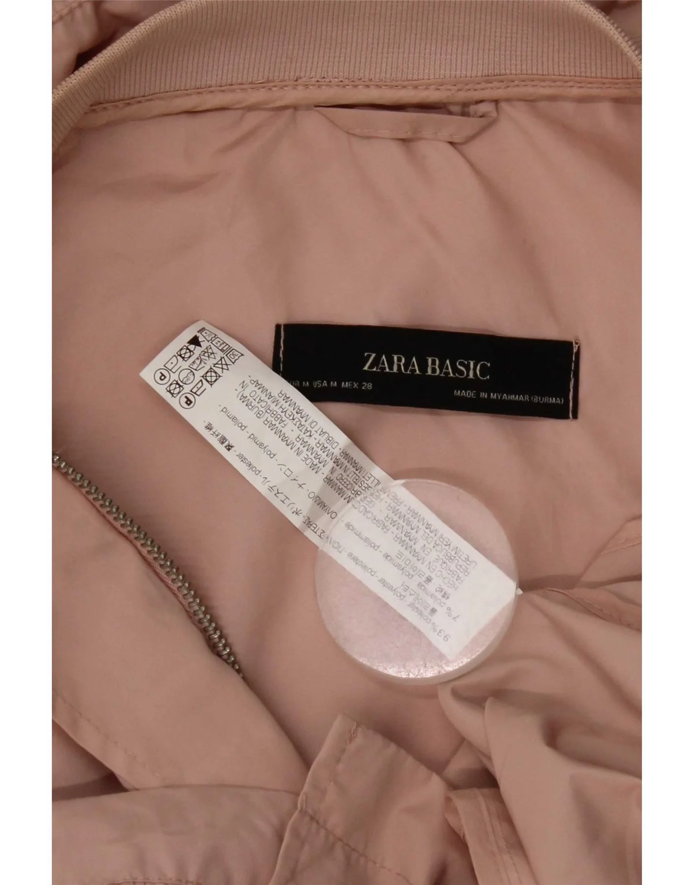 Zara Womens Hooded Rain Jacket UK 14 Medium Pink Polyester - Image 6