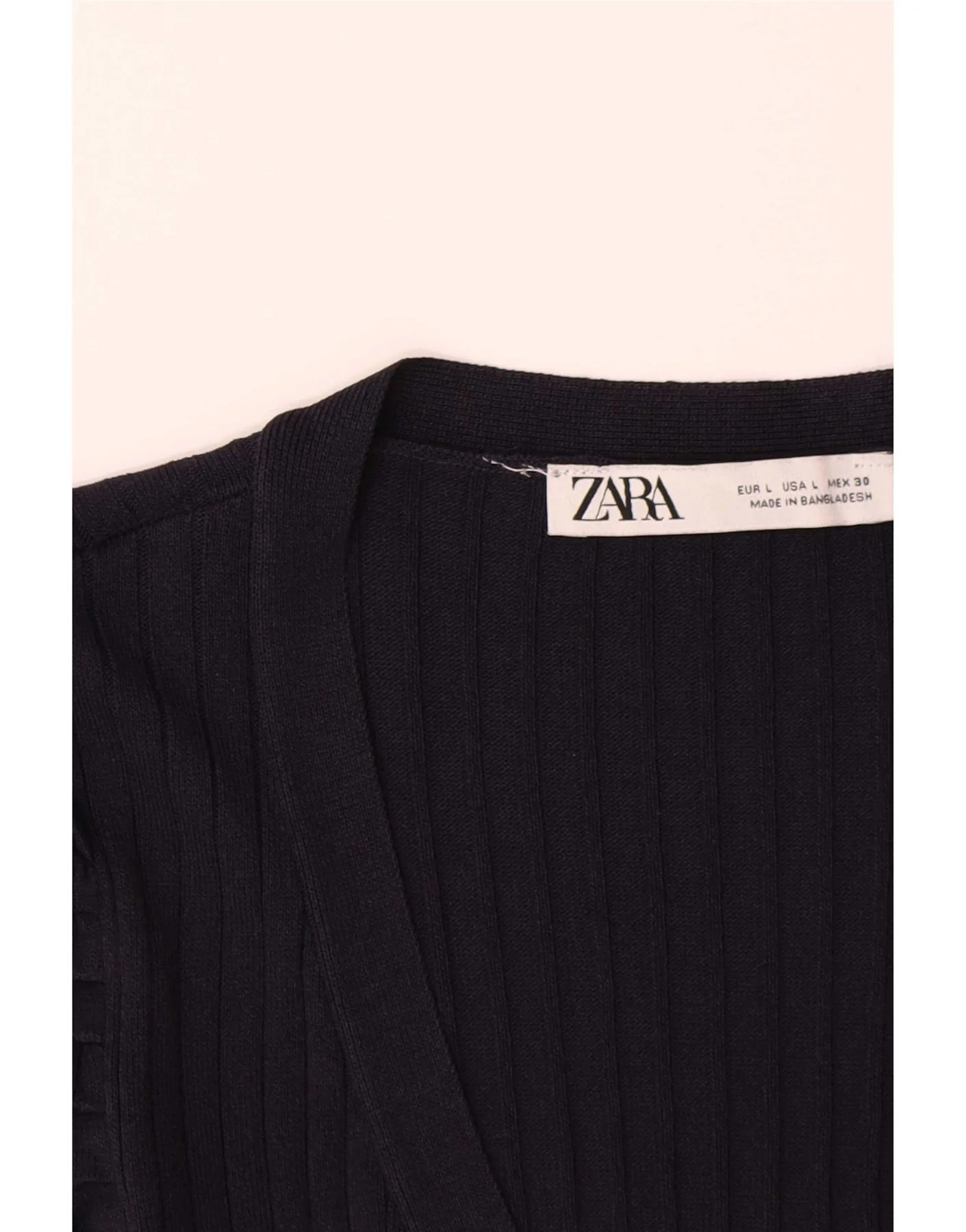 Zara Womens Knit Bodycon Dress UK 14 Large Navy Blue Viscose - Image 3