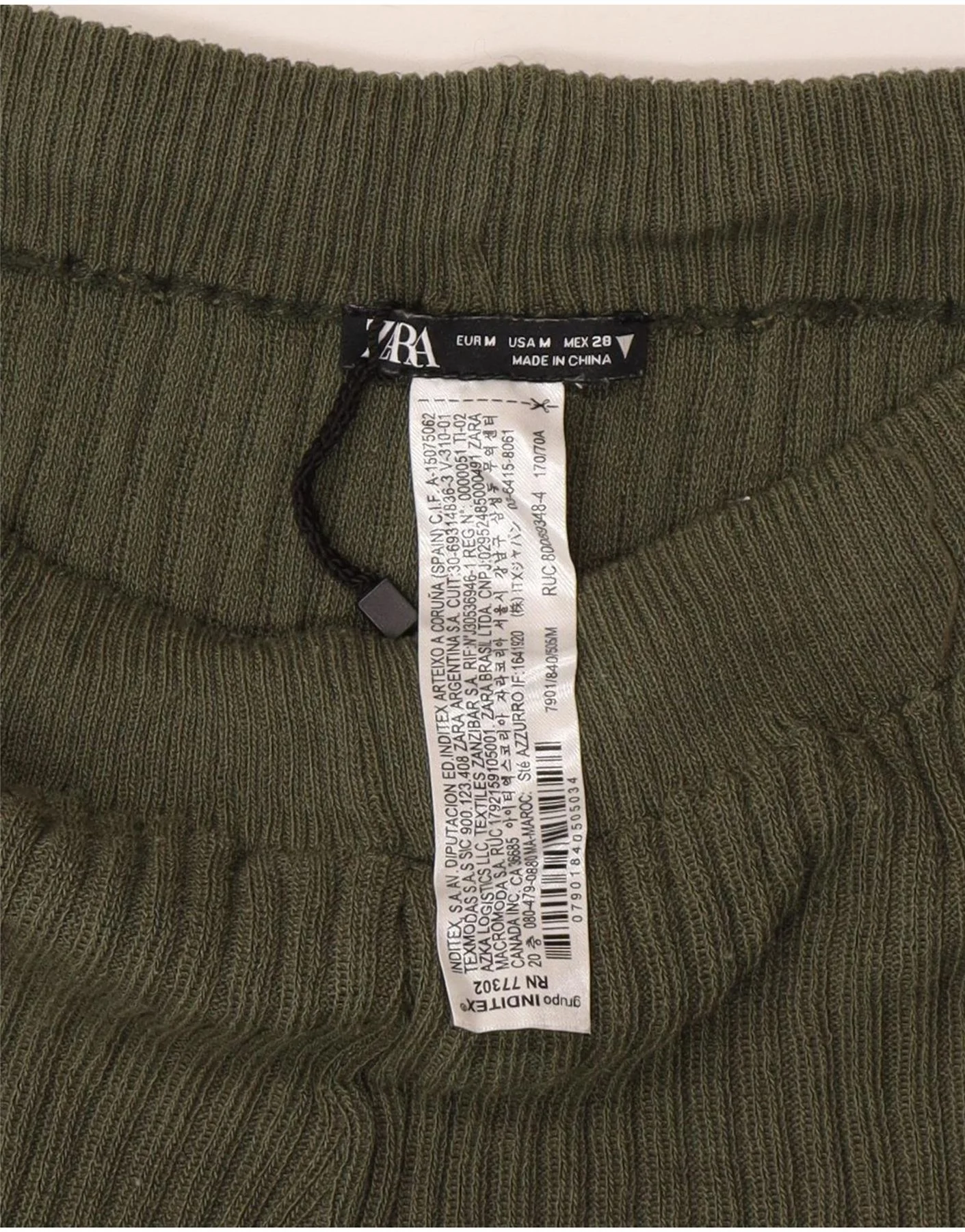 Zara Womens Knit Flare Leggings UK 12 Medium Green Polyester - Image 4