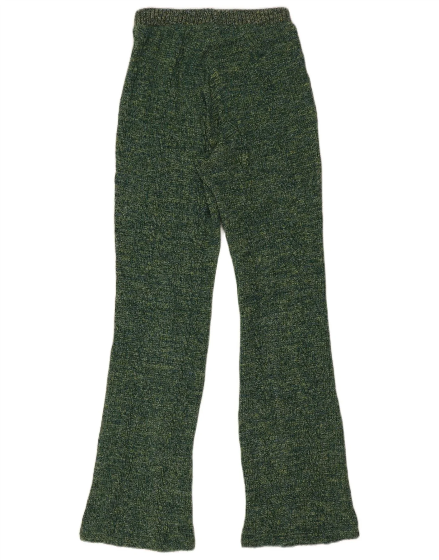 Zara Womens Knit Flare Trousers Small W26 L31 Green Flecked - Image 2