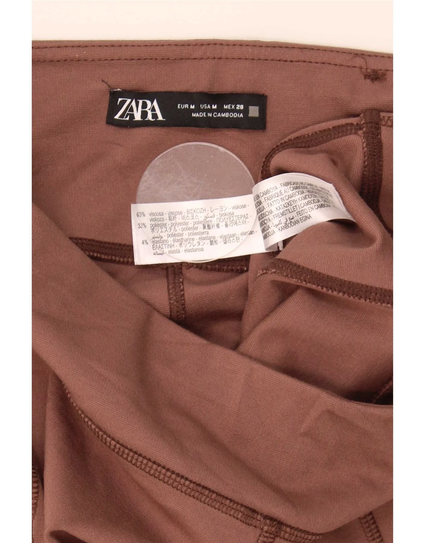 Zara Womens Leggings Medium W28 L29 Brown Viscose - Image 3