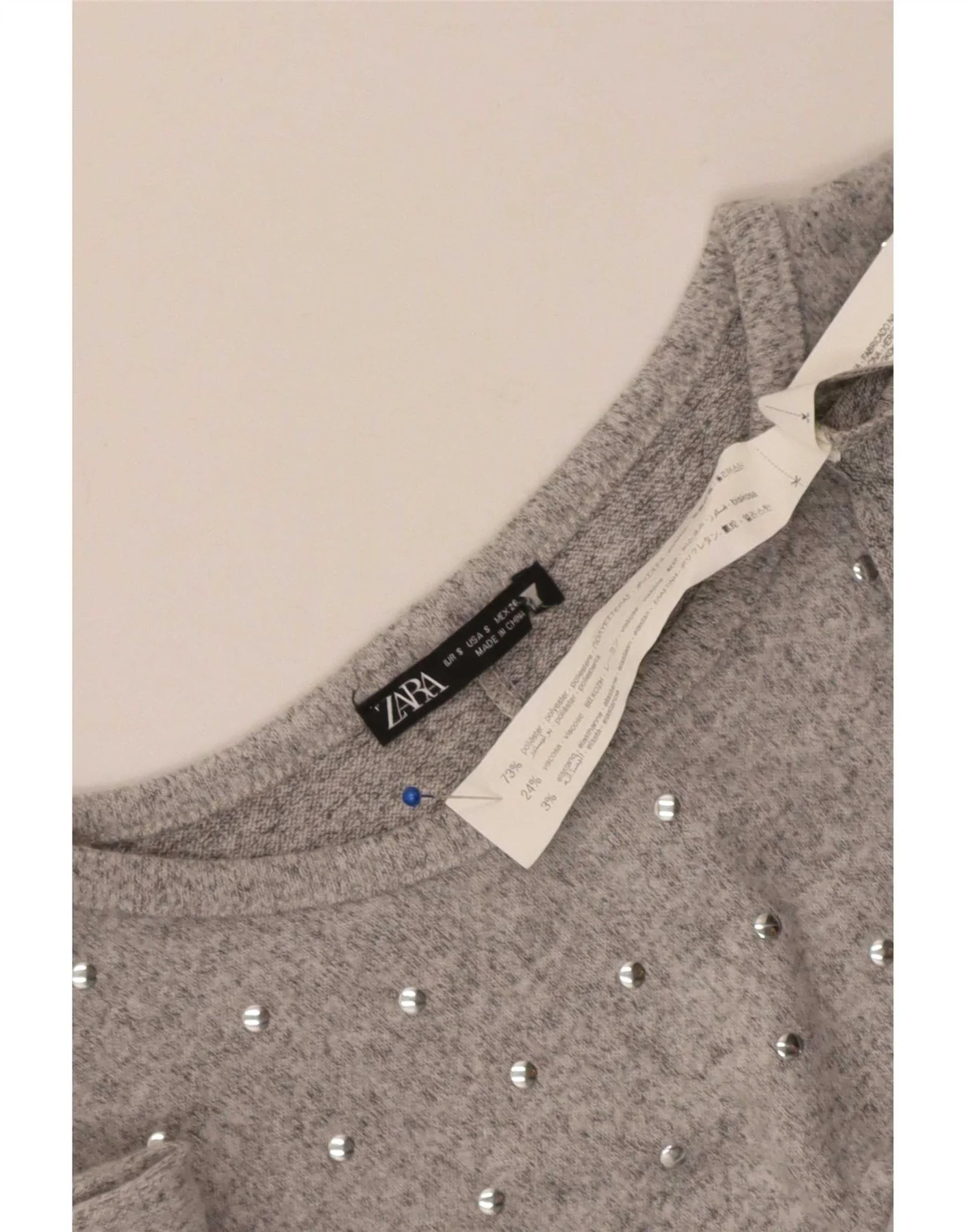 Zara Womens Long Sleeve Basic Dress UK 10 Small Grey Polyester - Image 3
