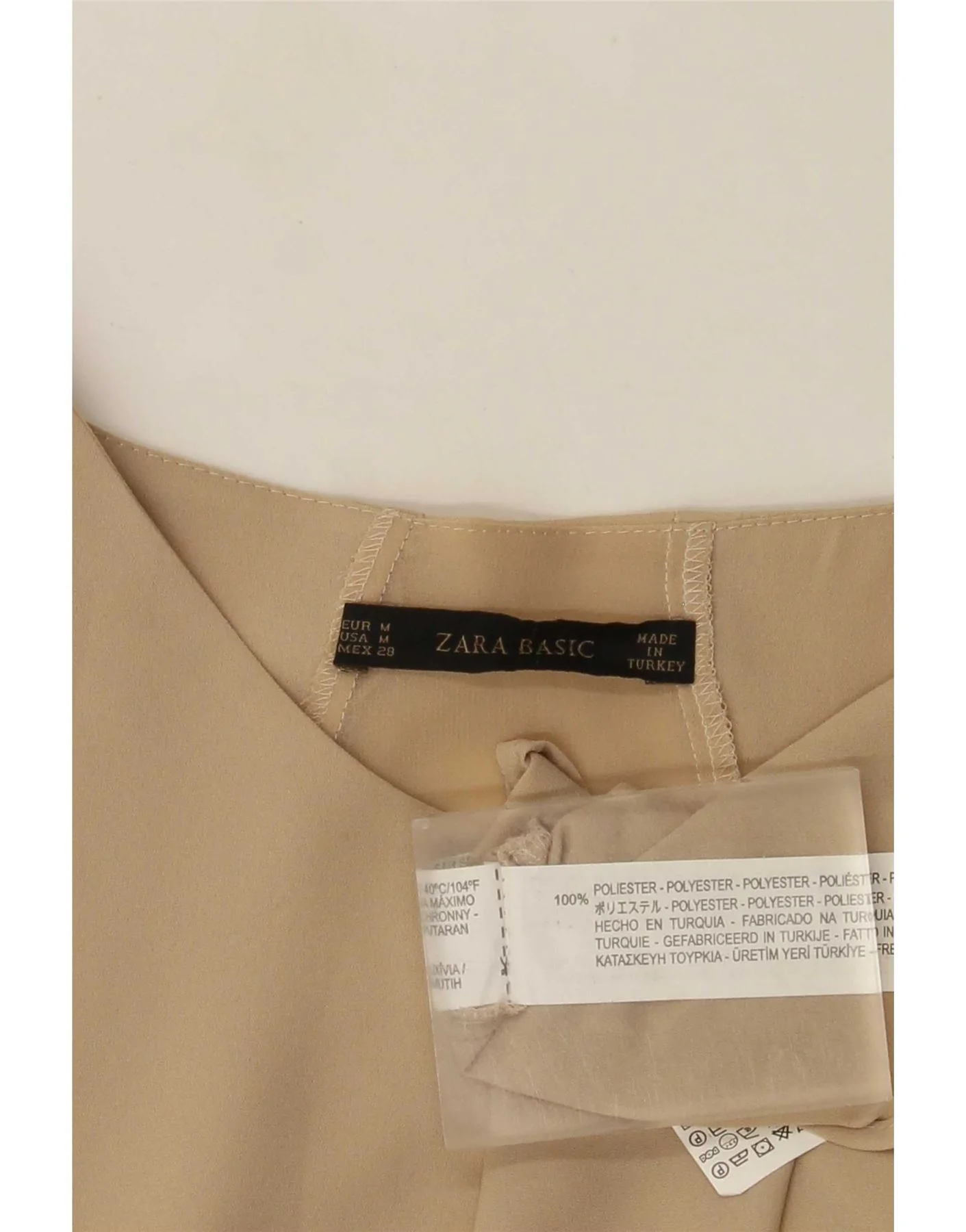 Zara Womens Long Sleeve Blouse Top UK 14 Medium Beige Polyester - Image 3
