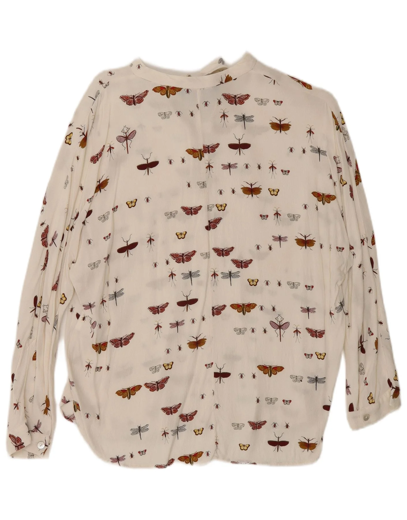 Zara Womens Long Sleeve Blouse Top UK 16 Large Off White Butterfly - Image 2