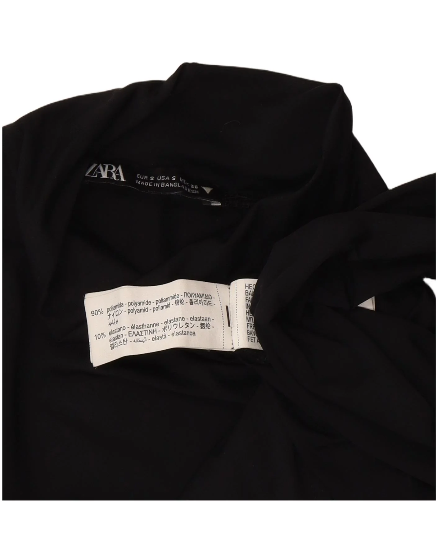 Zara Womens Long Sleeve Bodysuit UK 8 Small Black Polyamide - Image 3