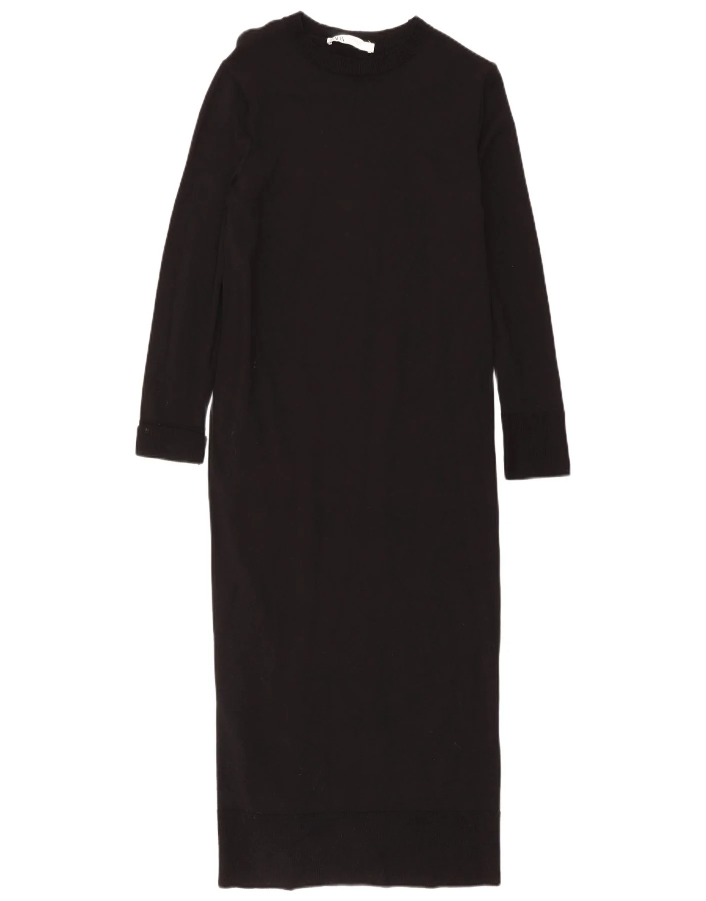 Zara Womens Long Sleeve Jumper Dress UK 8 Small Black Viscose