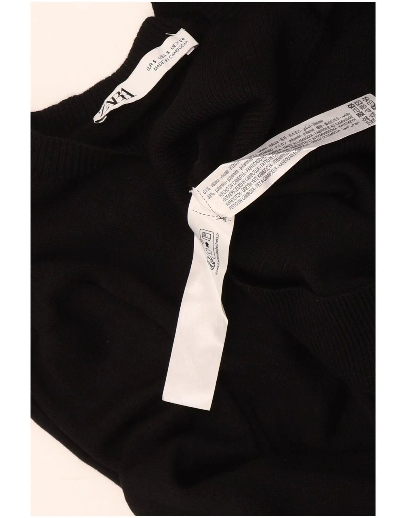 Zara Womens Long Sleeve Jumper Dress UK 8 Small Black Viscose - Image 3