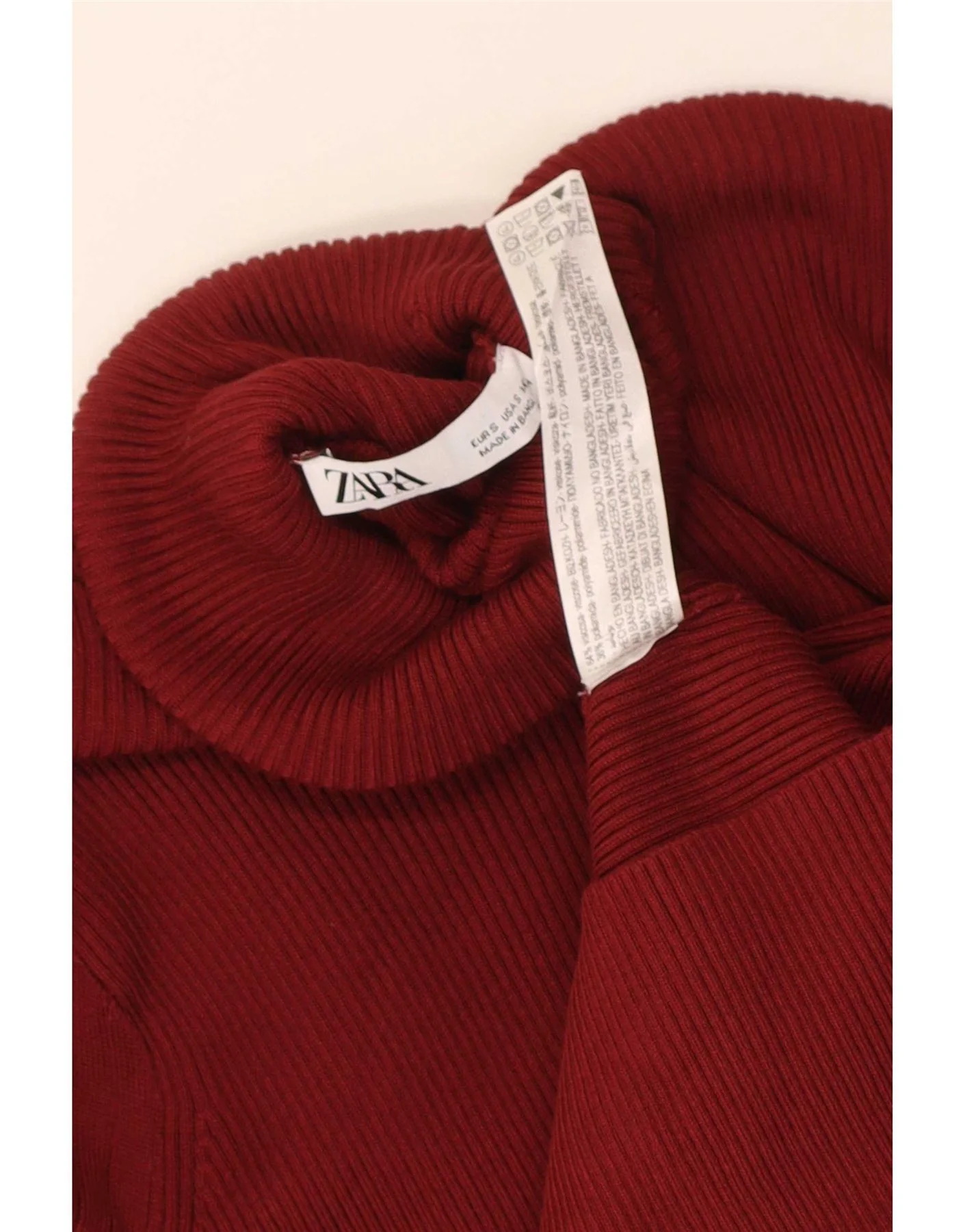 Zara Womens Long Sleeve Jumper Dress UK 8 Small Burgundy Viscose - Image 3