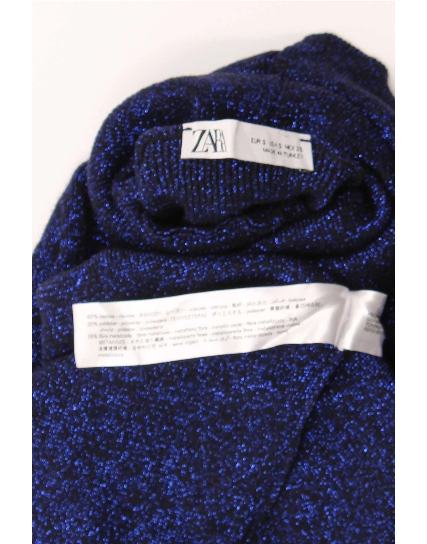 Zara Womens Long Sleeve Jumper Dress UK 8 Small Navy Blue Flecked Viscose - Image 3