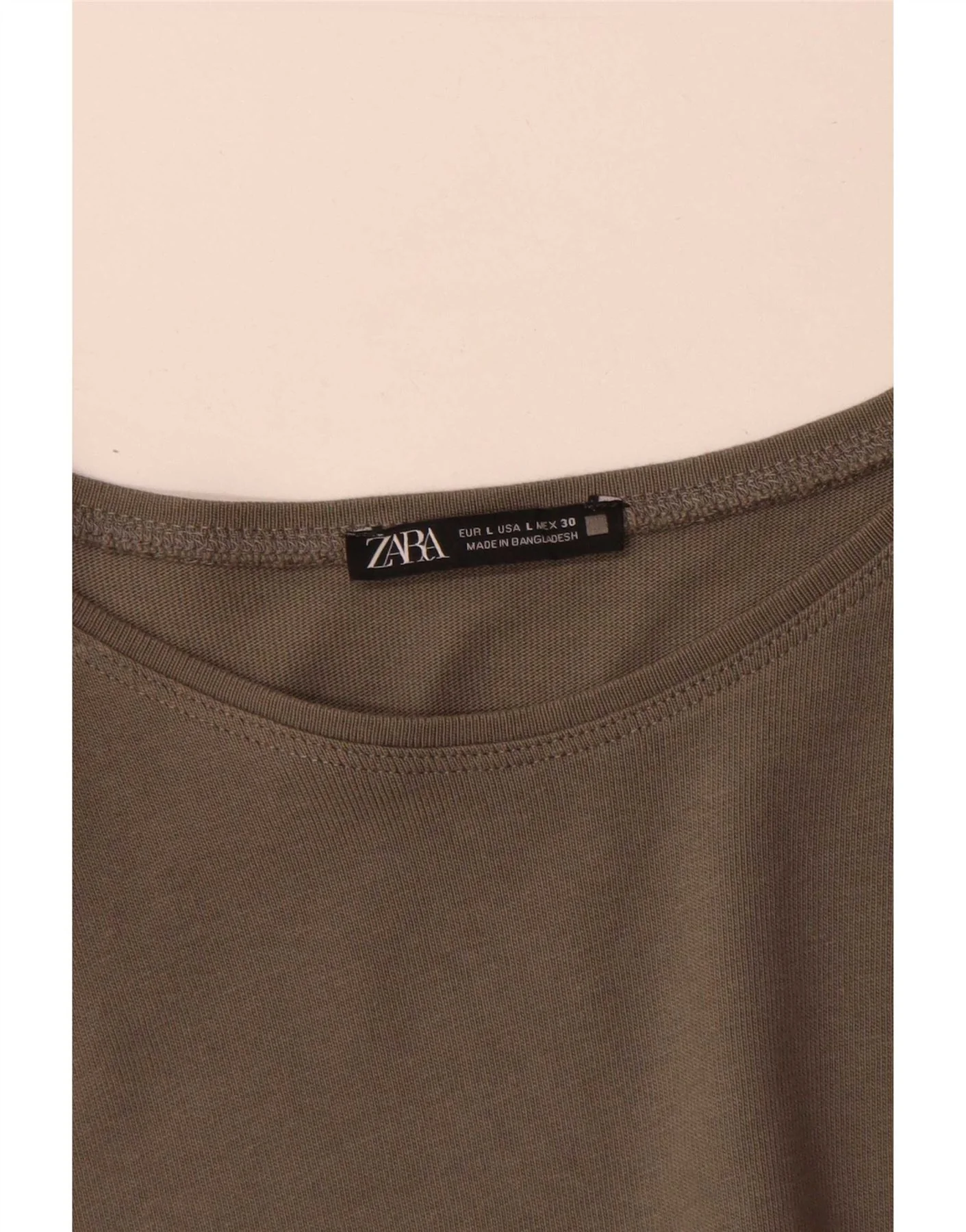 Zara Womens Long Sleeve Maxi Dress UK 16 Large Khaki Cotton - Image 3