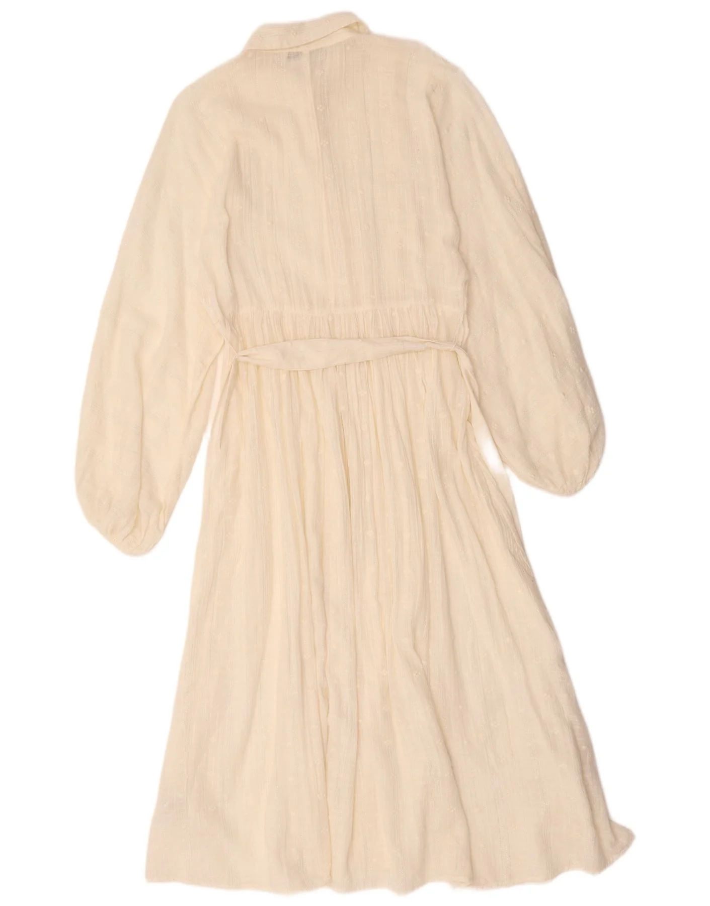 Zara Womens Long Sleeve Maxi Tiered Dress UK 14 Medium Off White Striped - Image 2