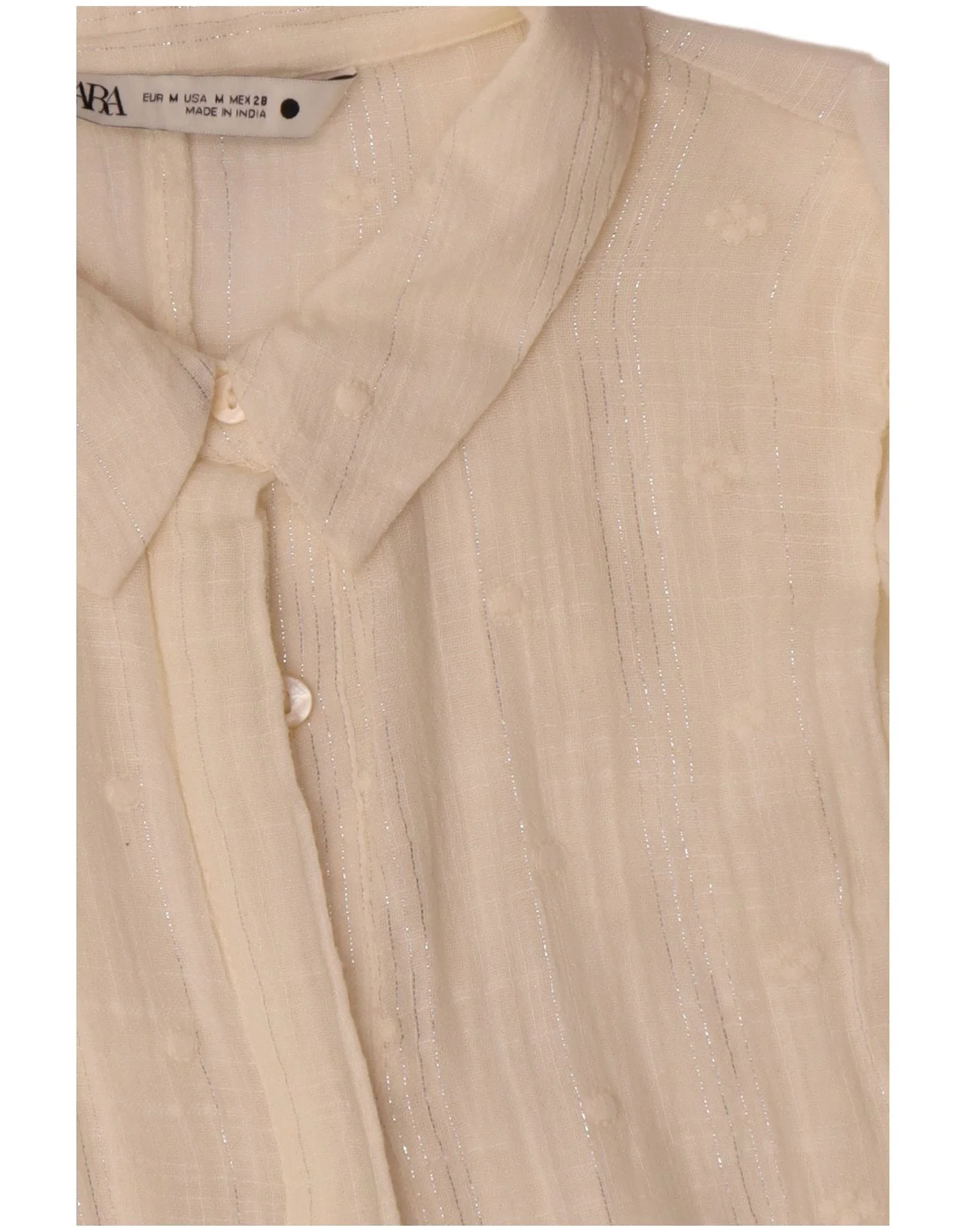 Zara Womens Long Sleeve Maxi Tiered Dress UK 14 Medium Off White Striped - Image 3