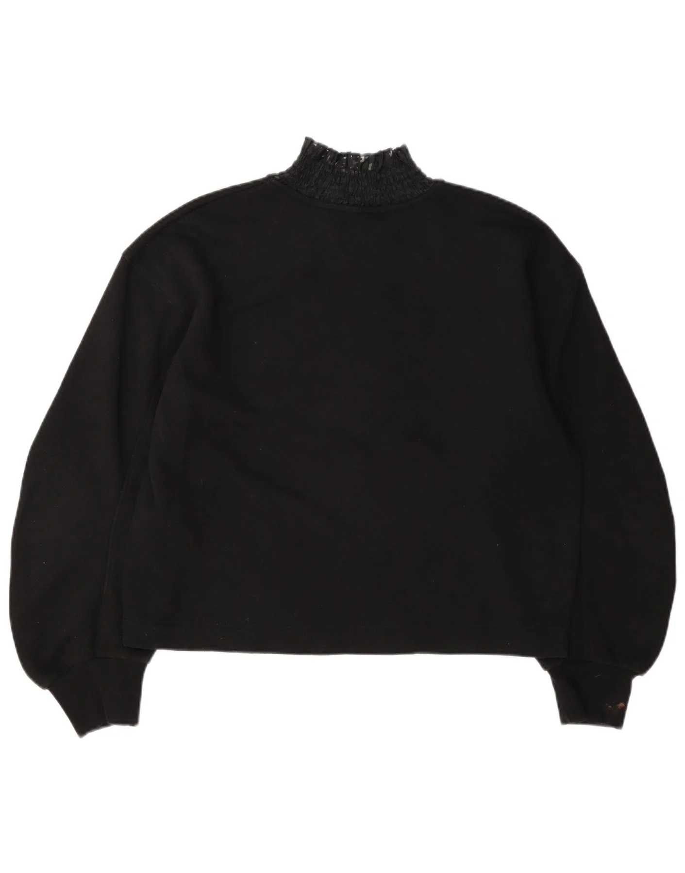 Zara Womens Long Sleeve Oversized Blouse Top UK 10 Small Black Cotton - Image 2