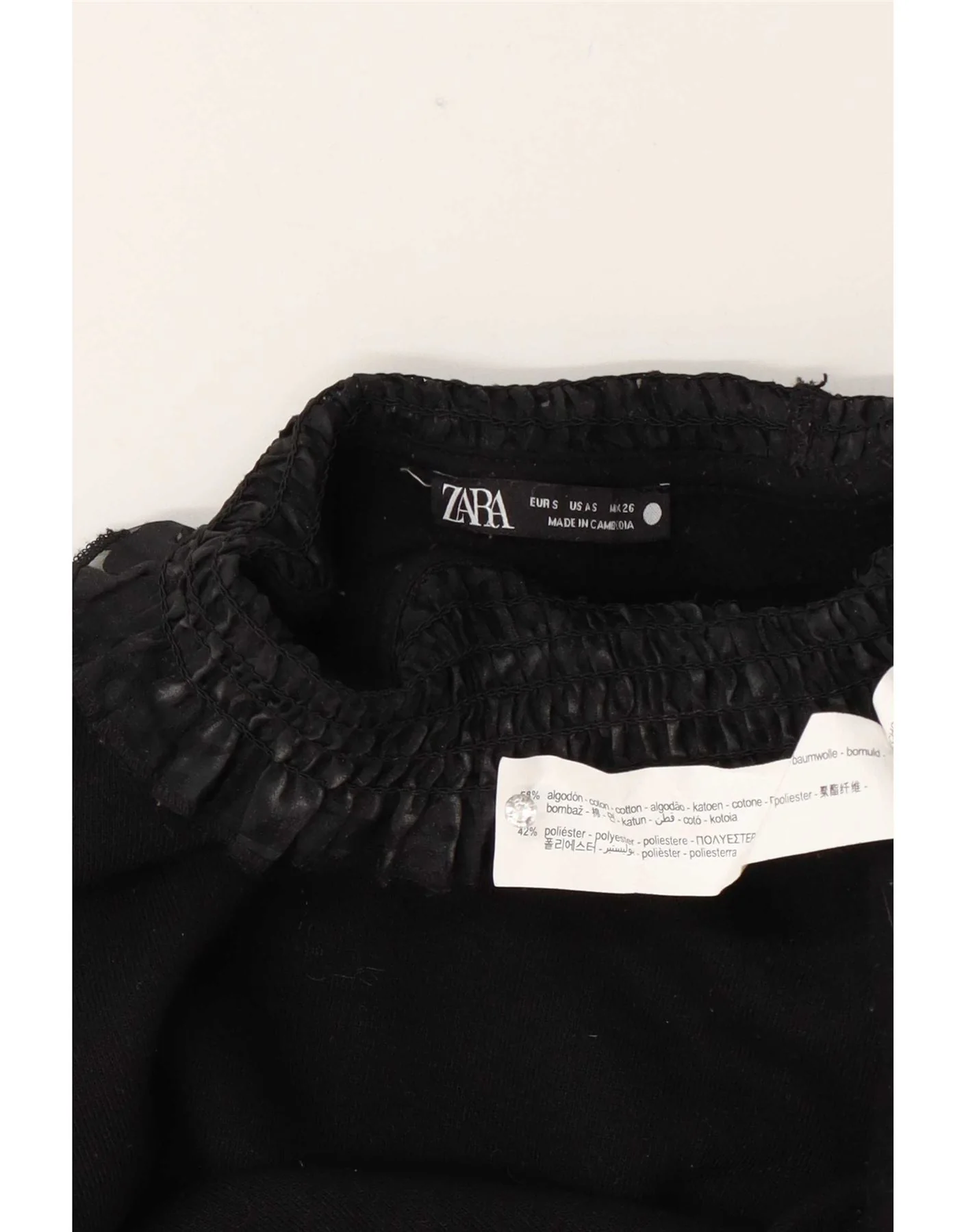 Zara Womens Long Sleeve Oversized Blouse Top UK 10 Small Black Cotton - Image 4