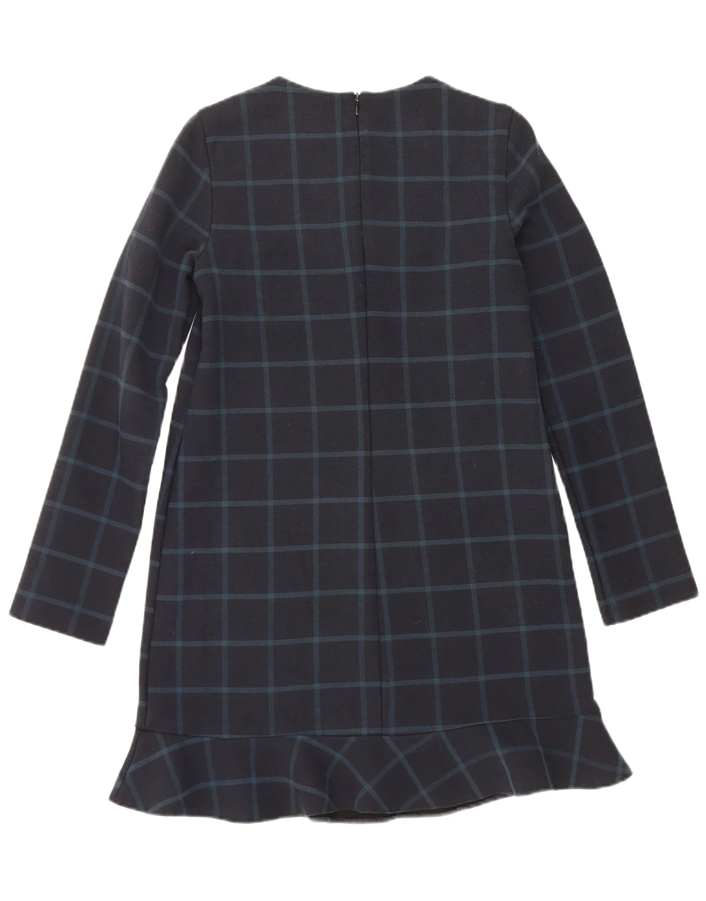 Zara Womens Long Sleeve Shift Dress UK 10 Small Navy Blue Check - Image 2