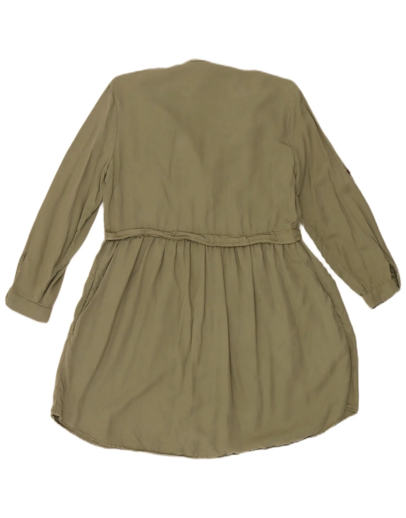 Zara Womens Long Sleeve Shirt Dress UK 10 Small Khaki - Image 2